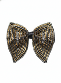 Luxurious Gold Bronze and Silver Beaded Statement Bow Tie