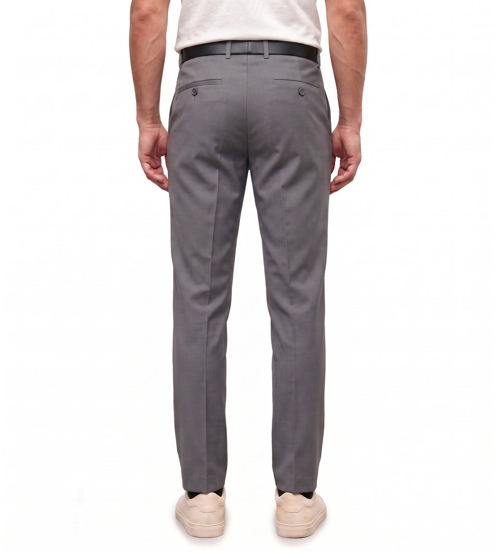 Men's Slim Fit Dress Pants Comfortable Stretch Formal Trousers Light Grey