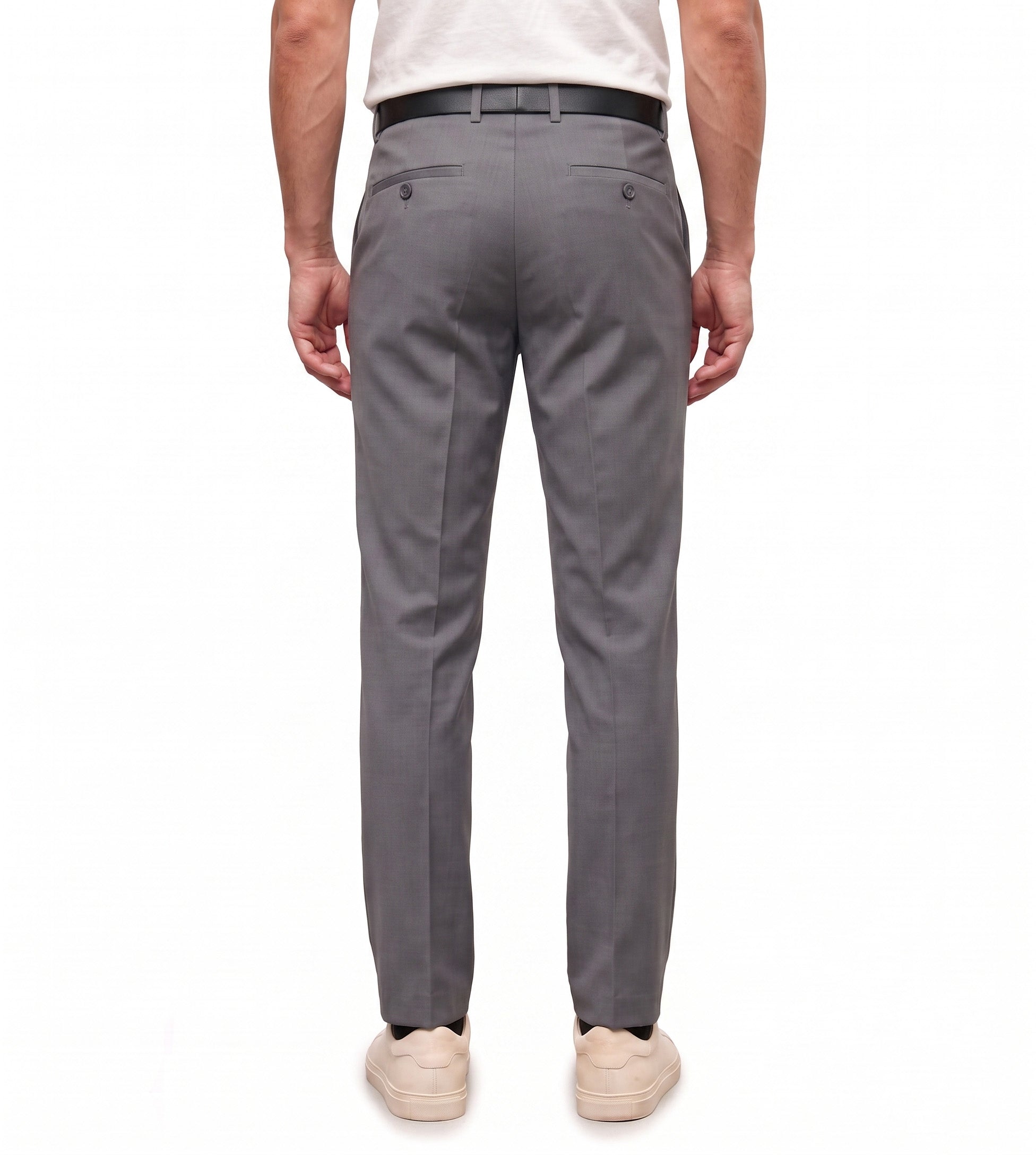 Men's Slim Fit Dress Pants Comfortable Stretch Formal Trousers Light Grey