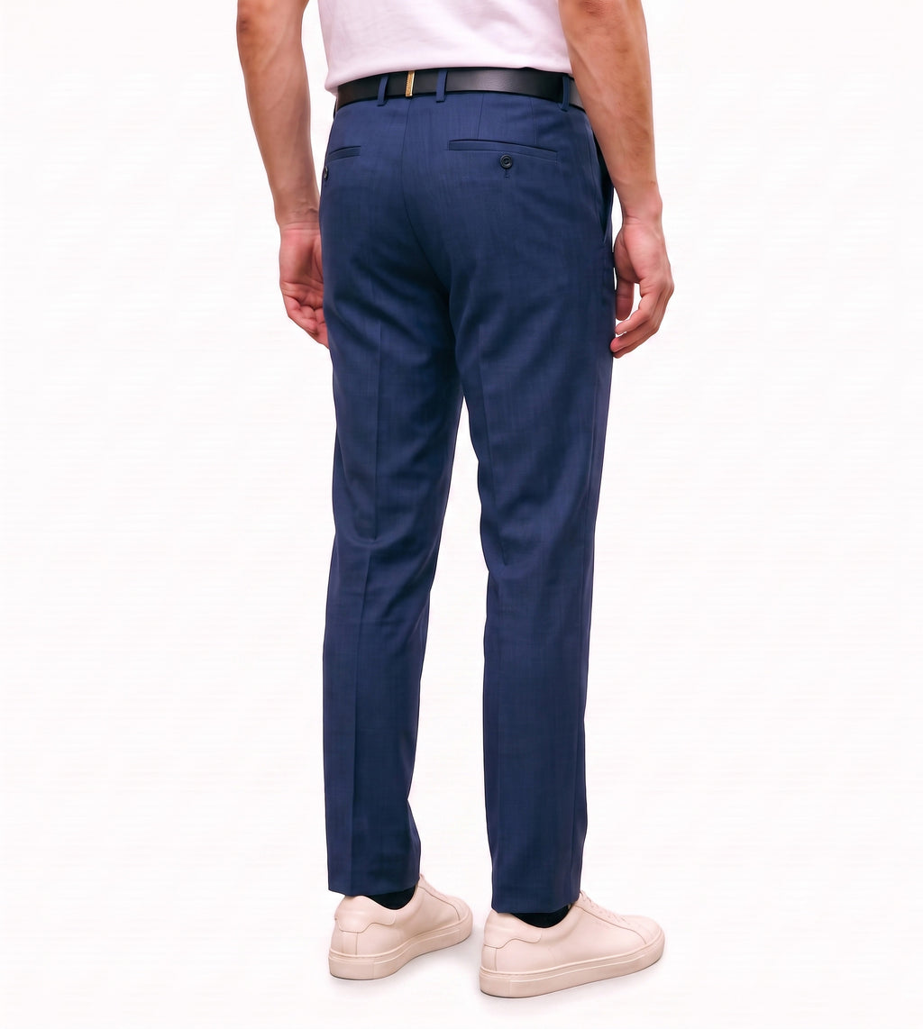 Men's Slim Fit Dress Pants Comfortable Stretch Formal Trousers Navy Blue