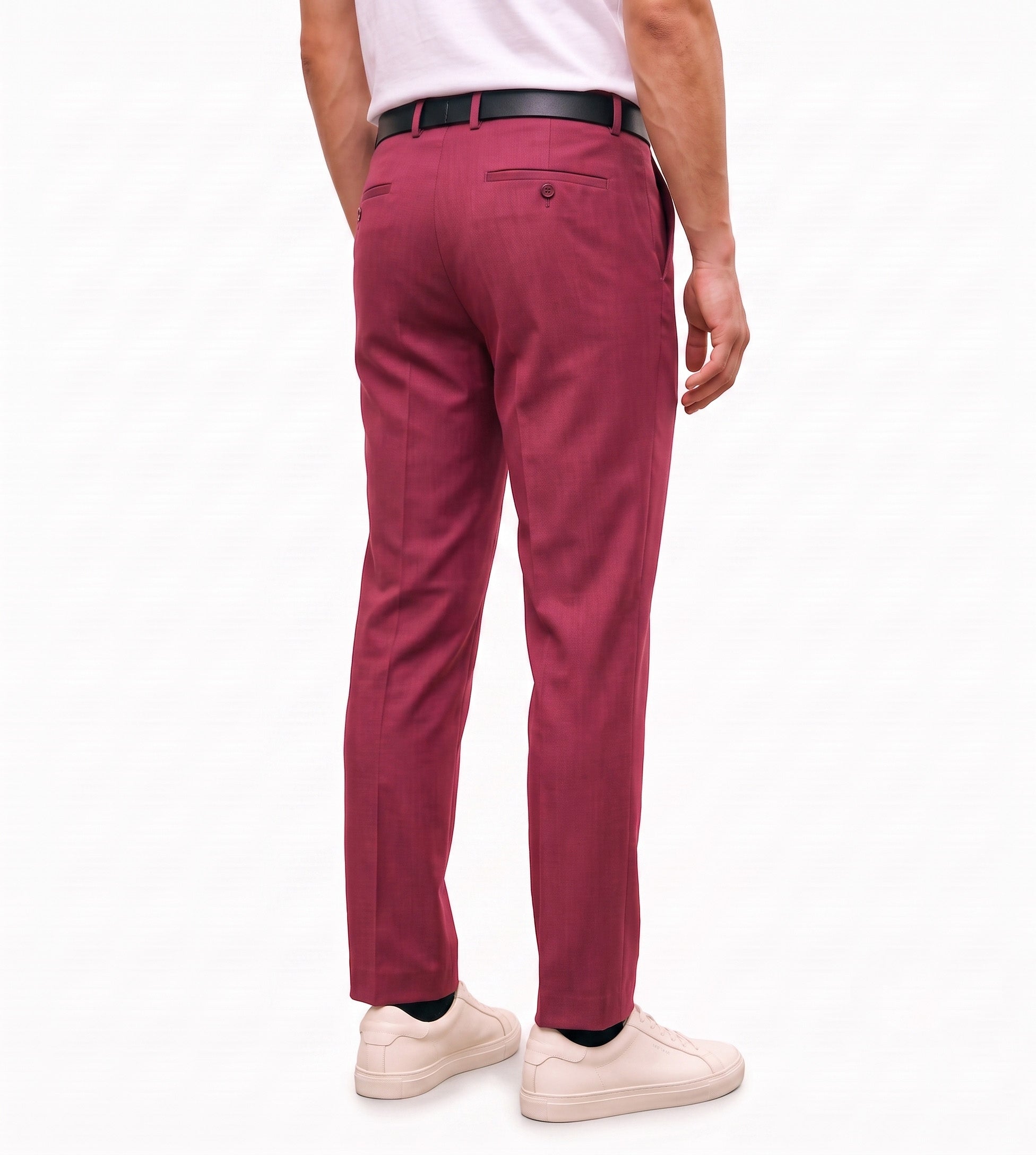 Men's Slim Fit Dress Pants Comfortable Stretch Formal Trousers Burgundy Red