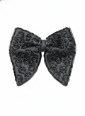 Sophisticated All Black Beaded Leopard Pattern Luxury Bow Tie