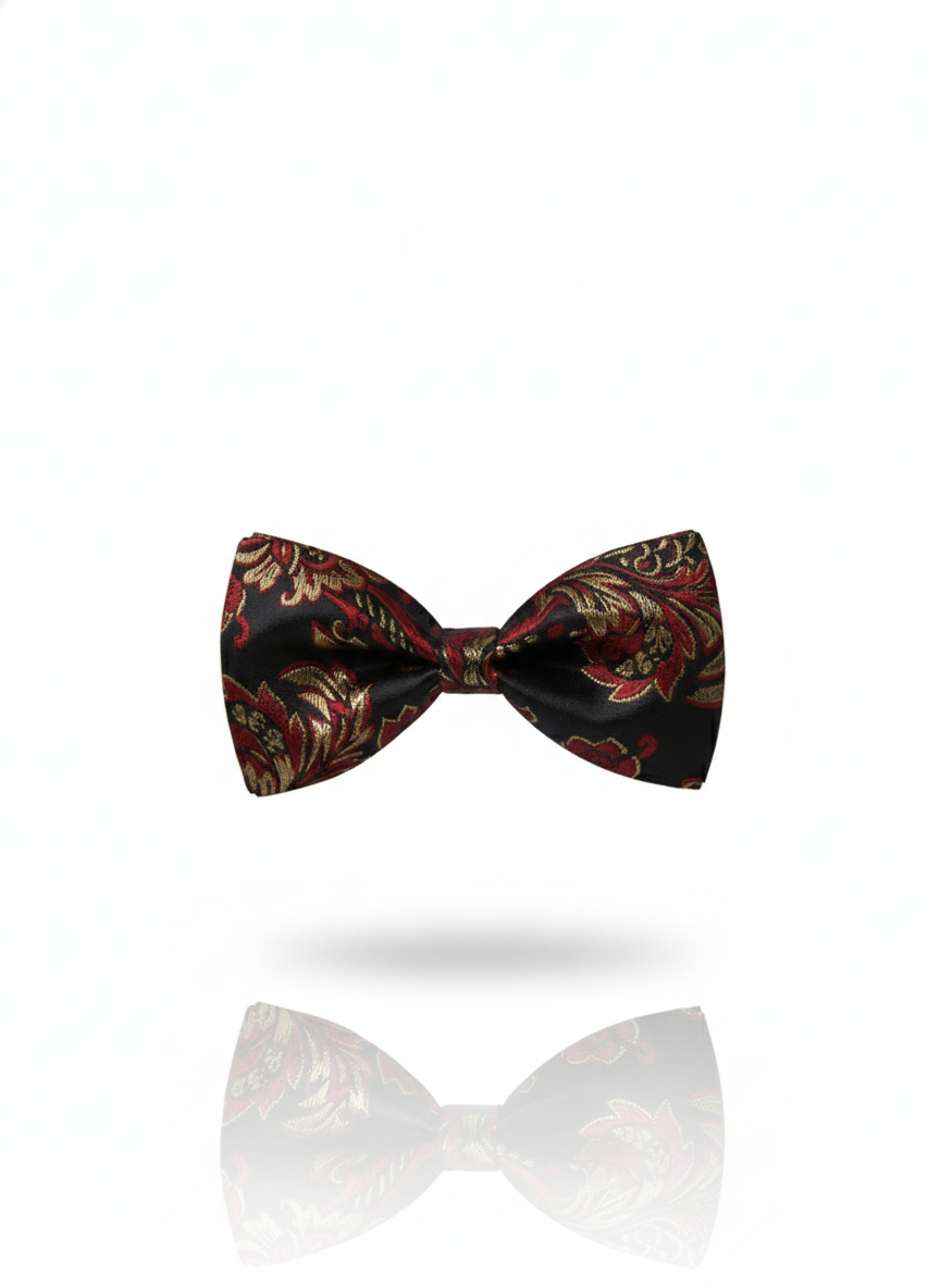 Luxury Crimson Red and Gold Baroque Men's Bow Tie