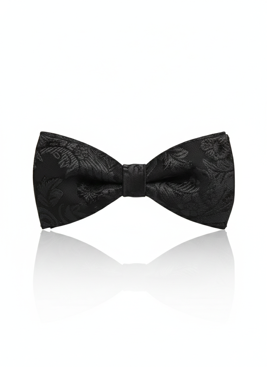 Luxury Onyx Black Baroque Floral Men's Bow Tie