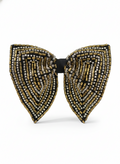 Luxury Black Bowtie with Gold and Silver Geometric Beadwork
