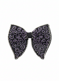 Chic Black Bowtie Featuring Purple Leopard Print Beadwork