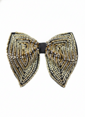 Magnificent Gold Silver and Black Beaded Statement Bow Tie