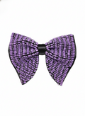 Sophisticated Black Bowtie with Striped Purple Bugle Beadwork Pattern