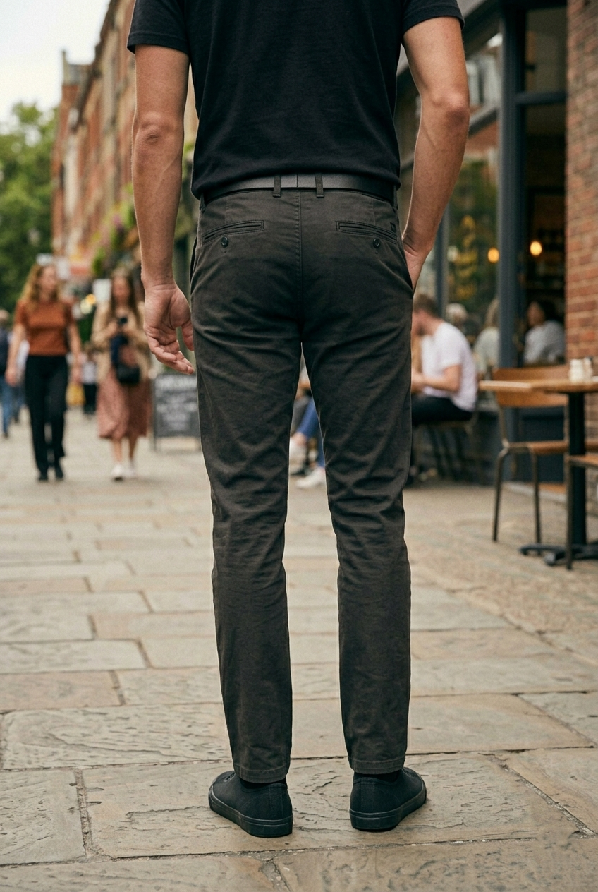 Slim-Fit Charcoal Cotton Chinos - Modern Urban Trousers