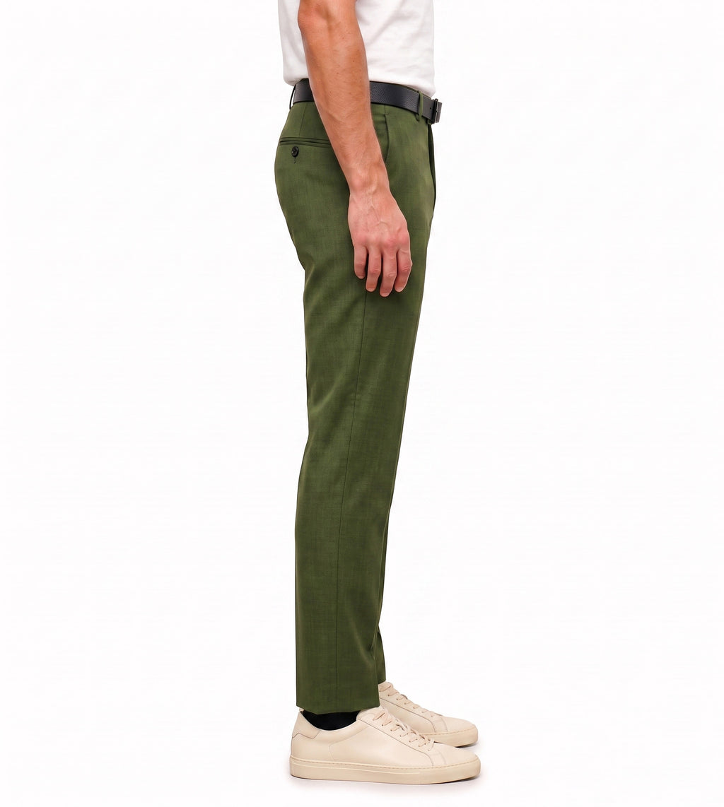 Men's Slim Fit Dress Pants Comfortable Stretch Formal Trousers Olive Green