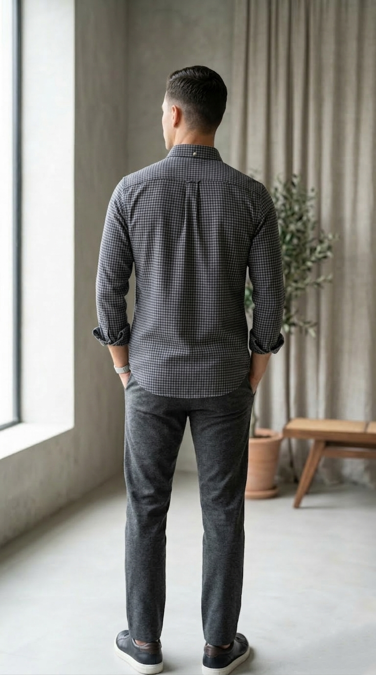 Men’s Navy Blue Checked Casual Shirt – Premium Cotton Regular Fit Button-Down Stylish Every day Wear