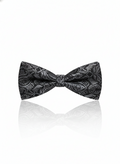 Luxury Charcoal Black and Silver Baroque Men's Bow Tie