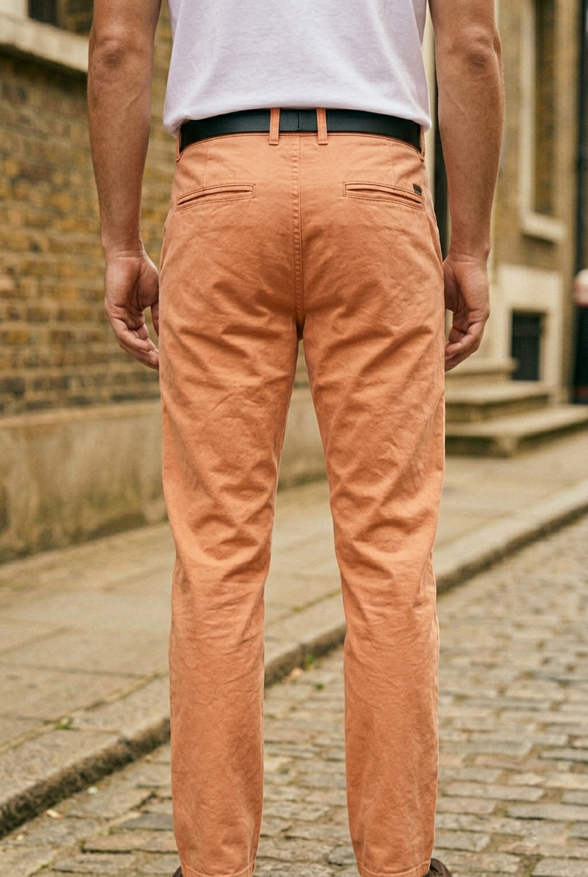 Slim-Fit Peach Cotton Chinos - Premium Summer Trousers
