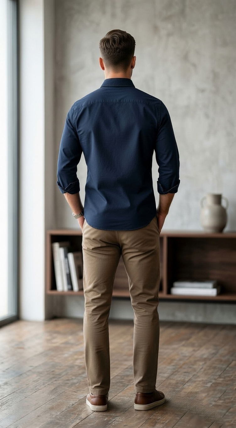 Men’s Casual Button-Down Oxford in Midnight Navy
