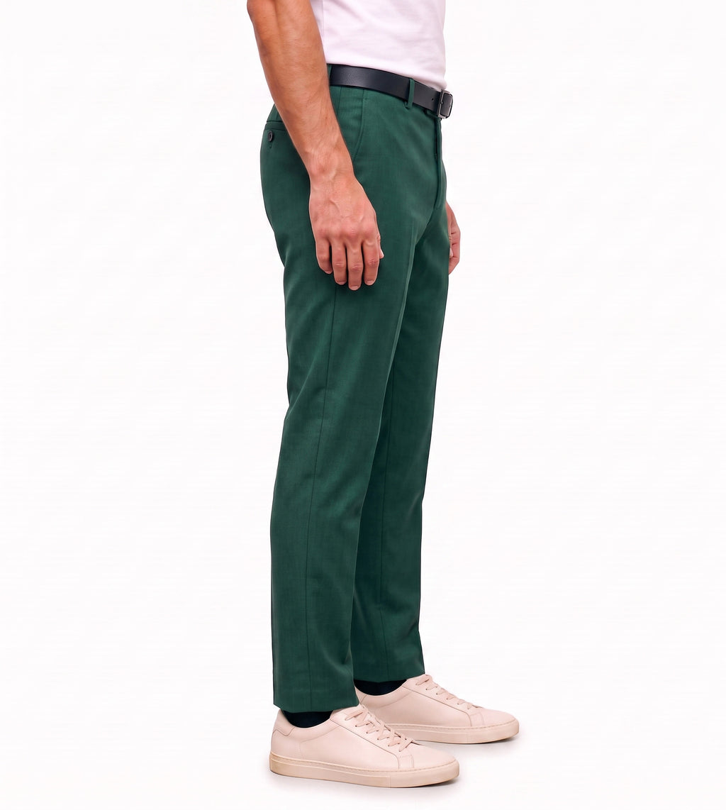 Men's Slim Fit Dress Pants Comfortable Stretch Formal Trousers Emerald Green