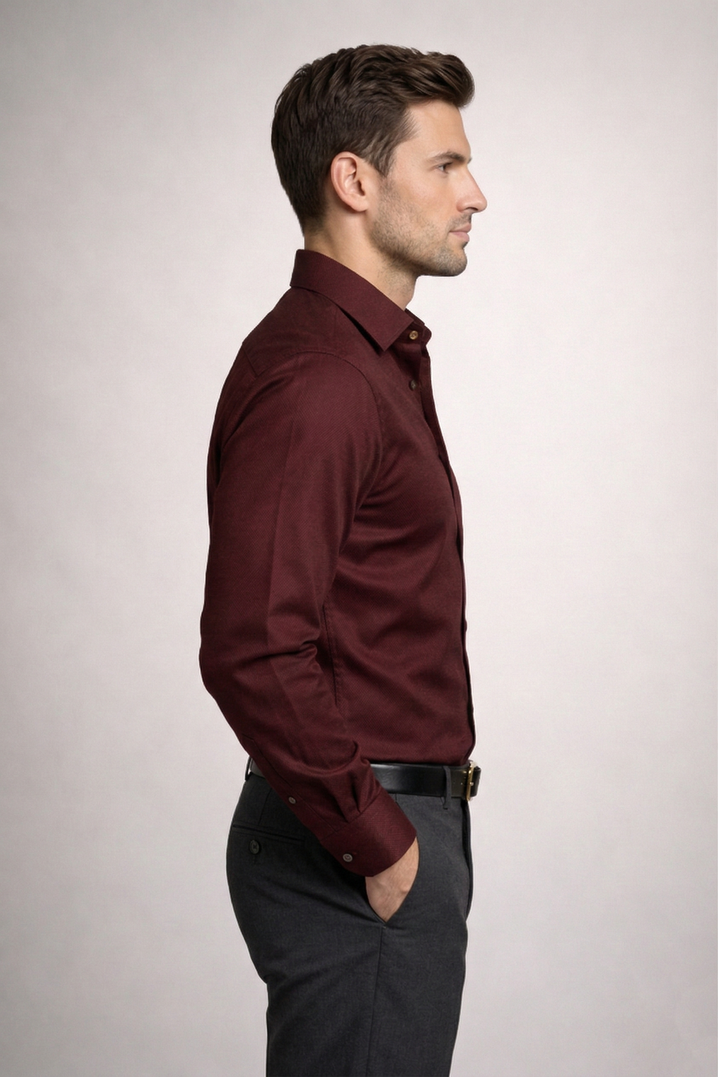 Men’s Maroon Formal Shirt | Premium Slim Fit Full Sleeve Shirt for Men | Cotton Blend Office Wear & Party Wear Shirt