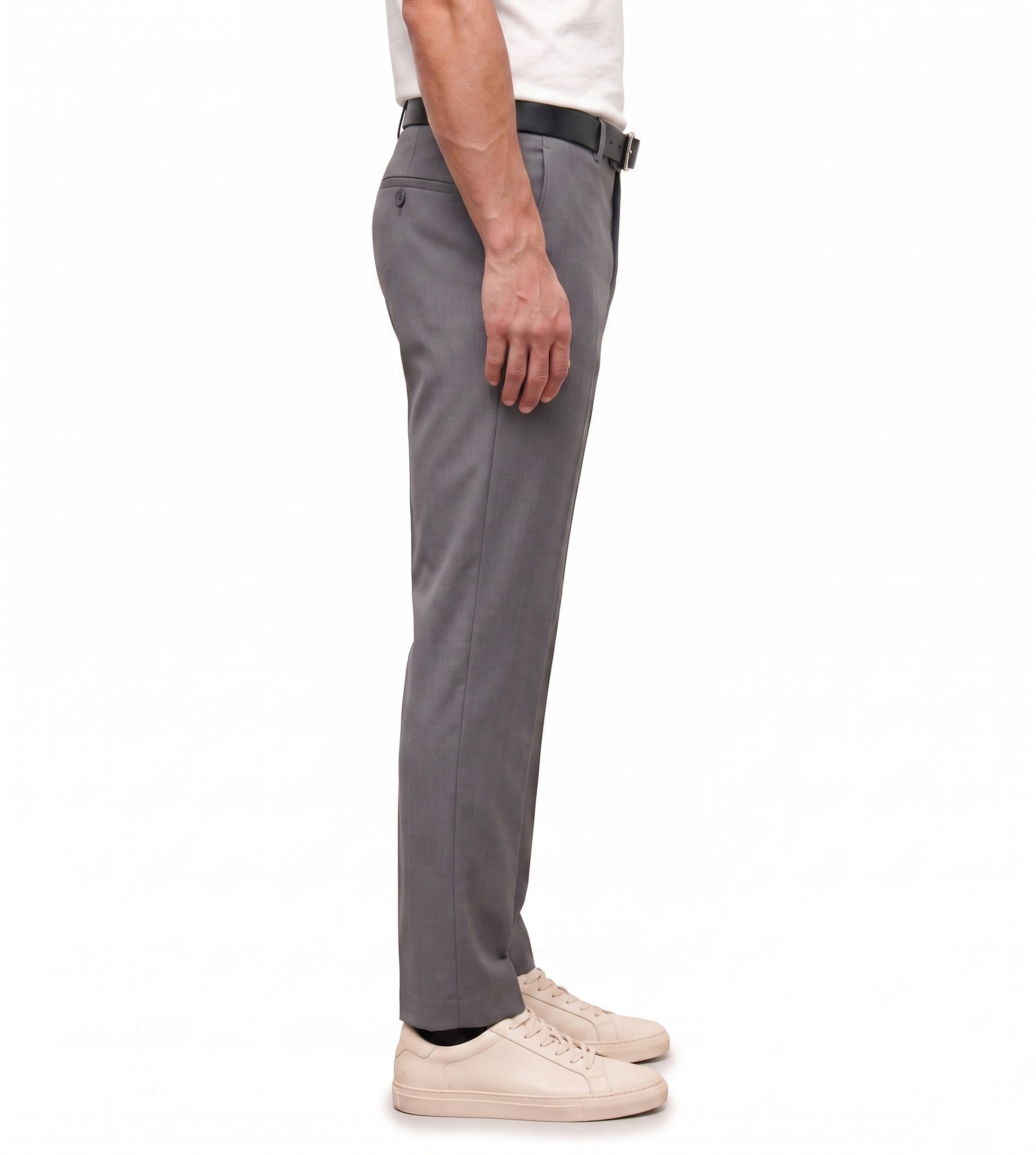 Men's Slim Fit Dress Pants Comfortable Stretch Formal Trousers Light Grey