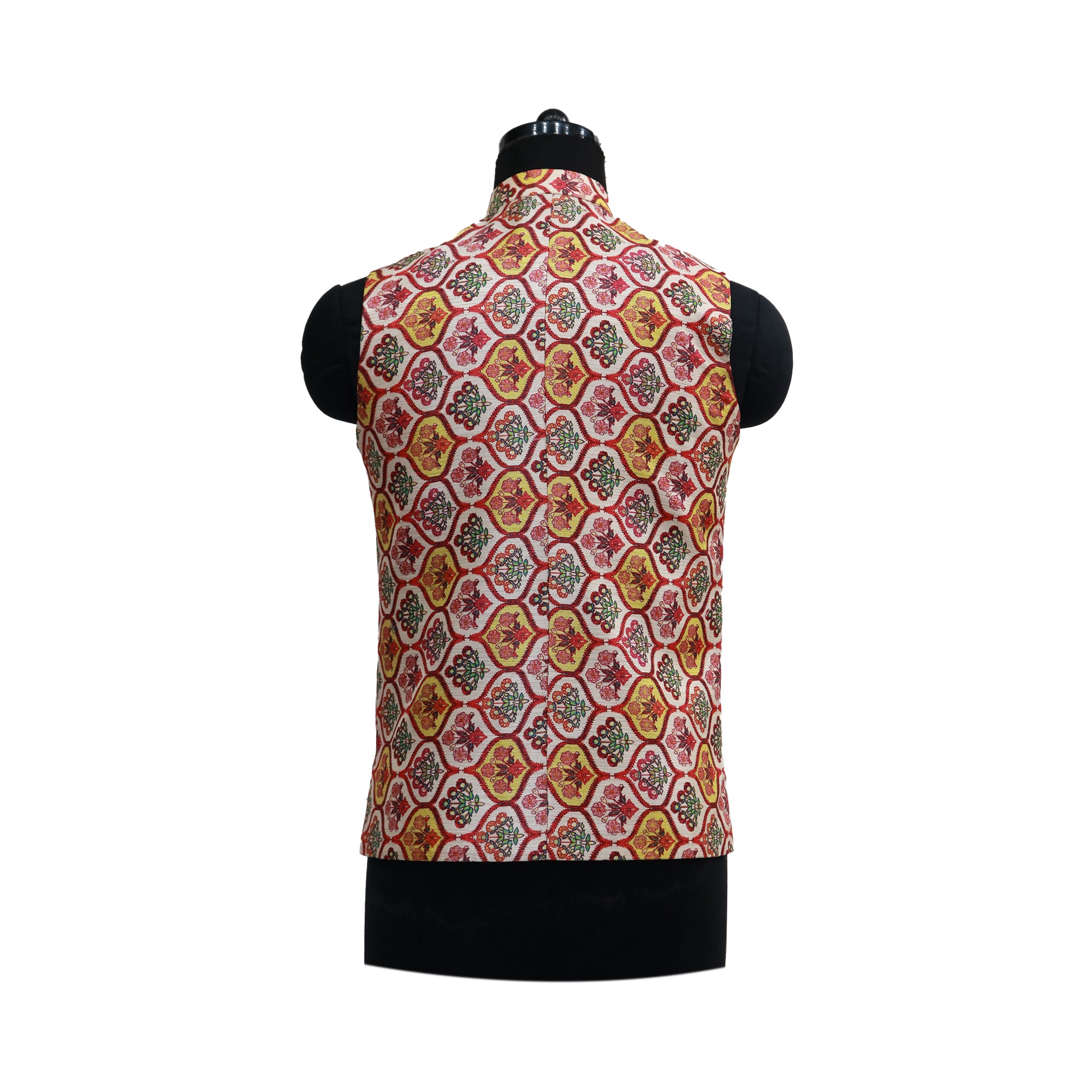 Men’s Multicolor Heritage Print Nehru Jacket with Ivory  Kurta Pajama – Festive Ethnic Wear