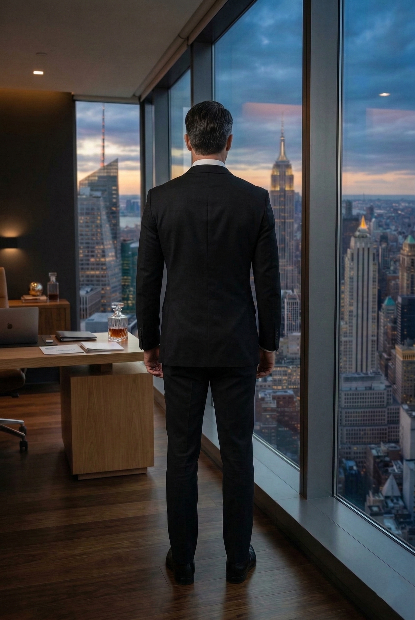 Executive Modern-Fit Business Suit – Midnight Black