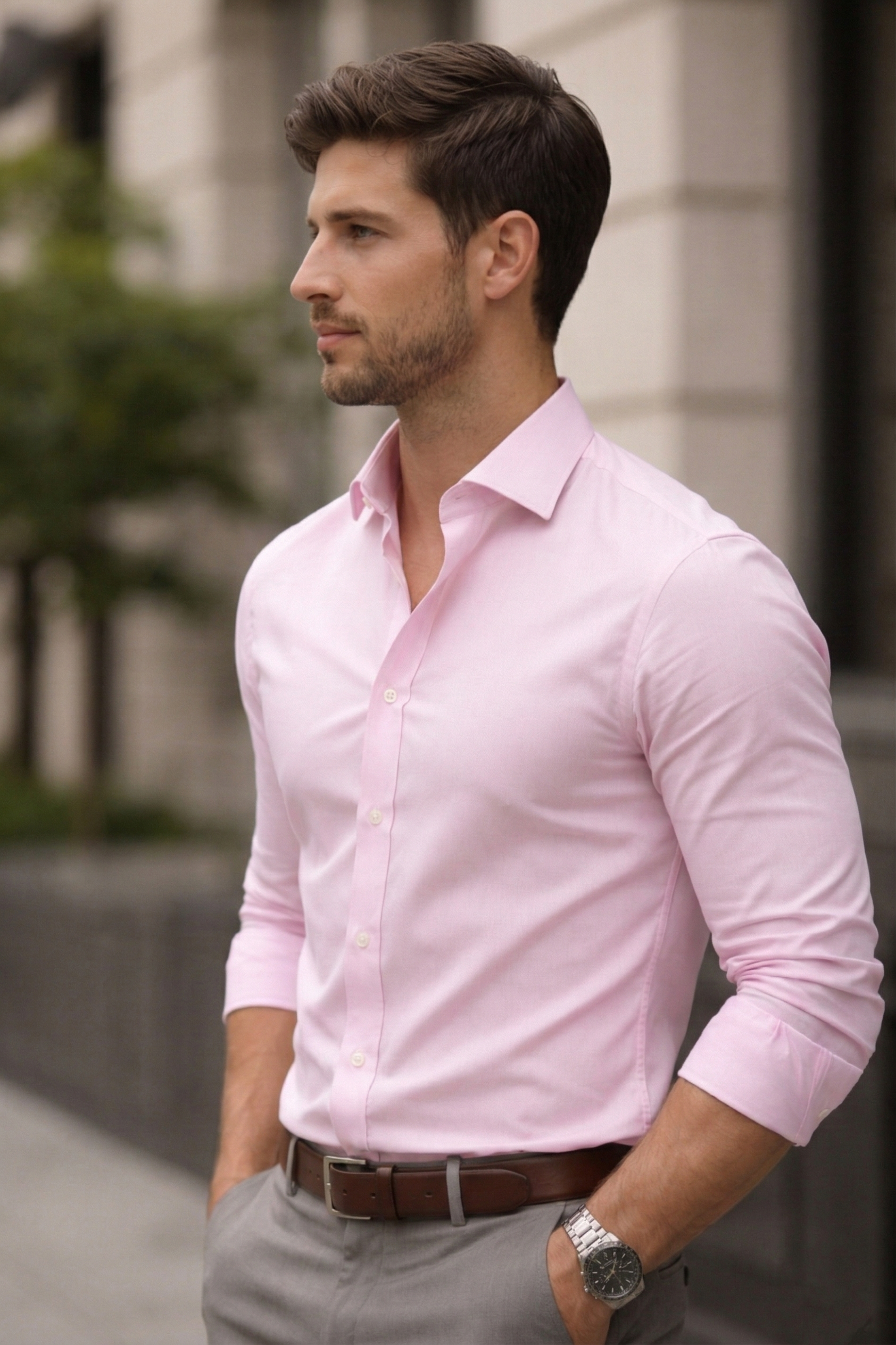 Men’s Pink Formal Shirt | Premium Slim Fit Full Sleeve Office Wear Shirt for Men | Cotton Blend Business & Party Wear Shirt