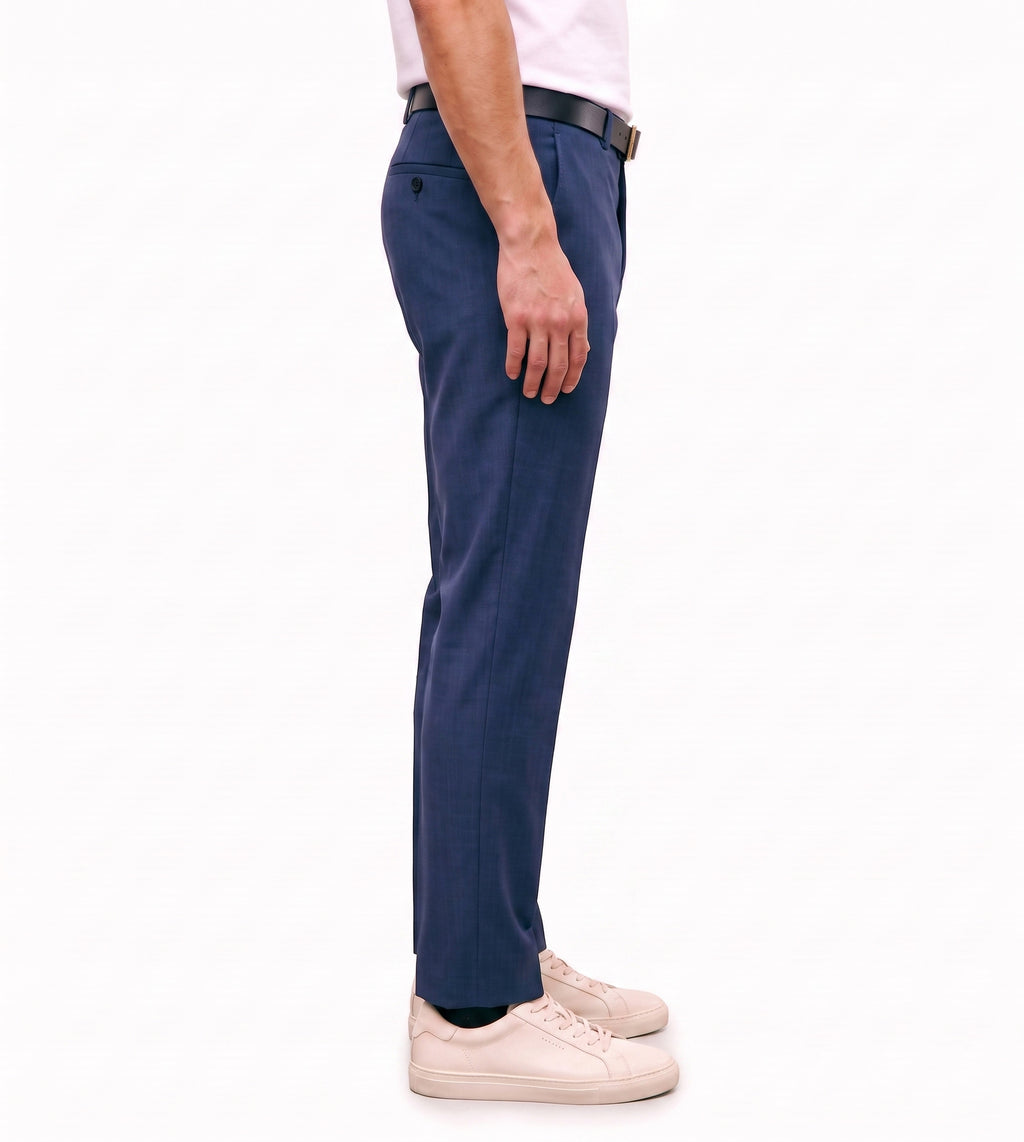 Men's Slim Fit Dress Pants Comfortable Stretch Formal Trousers Navy Blue