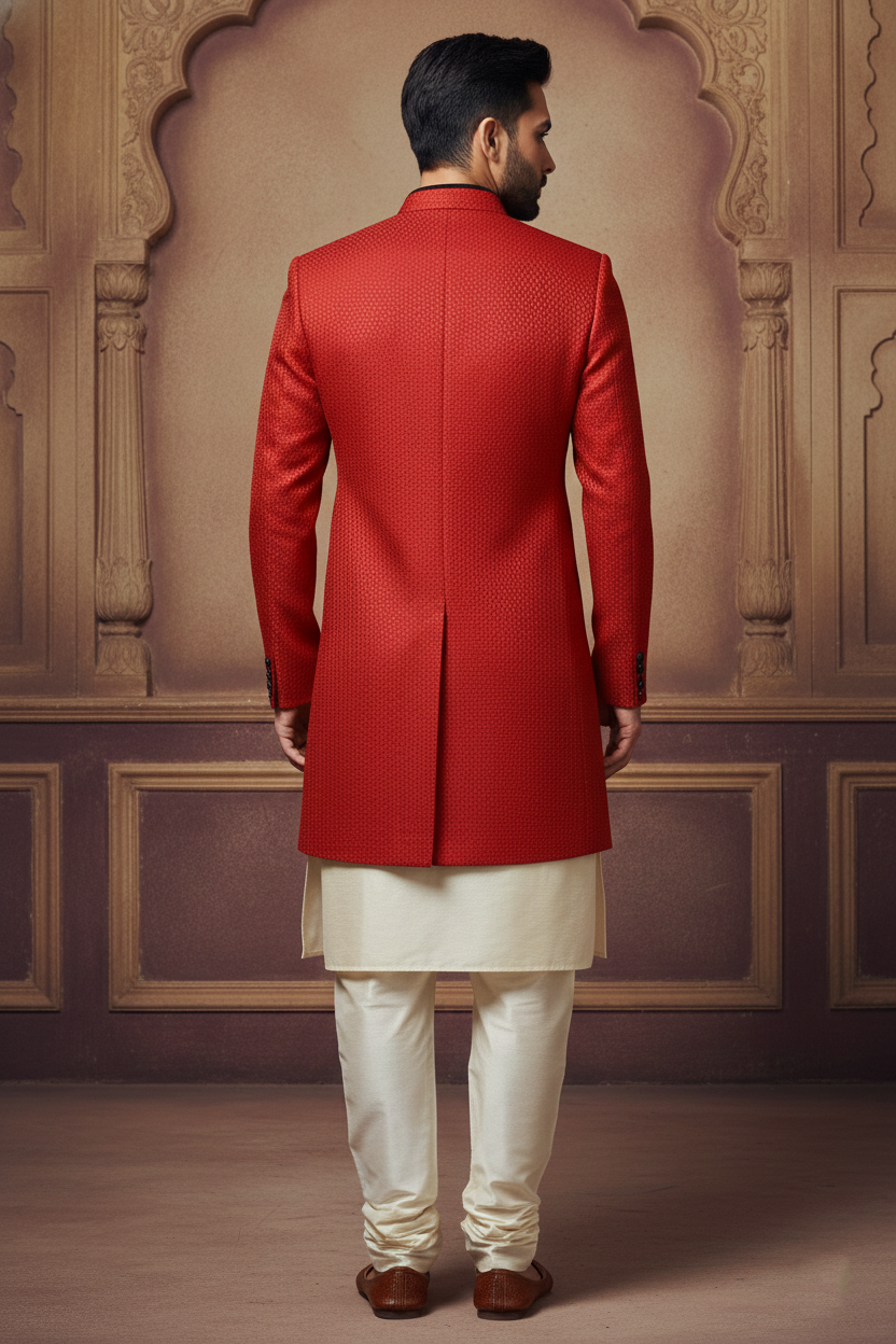 Royal Textured Indo-Western & Embroidered Sherwani Set