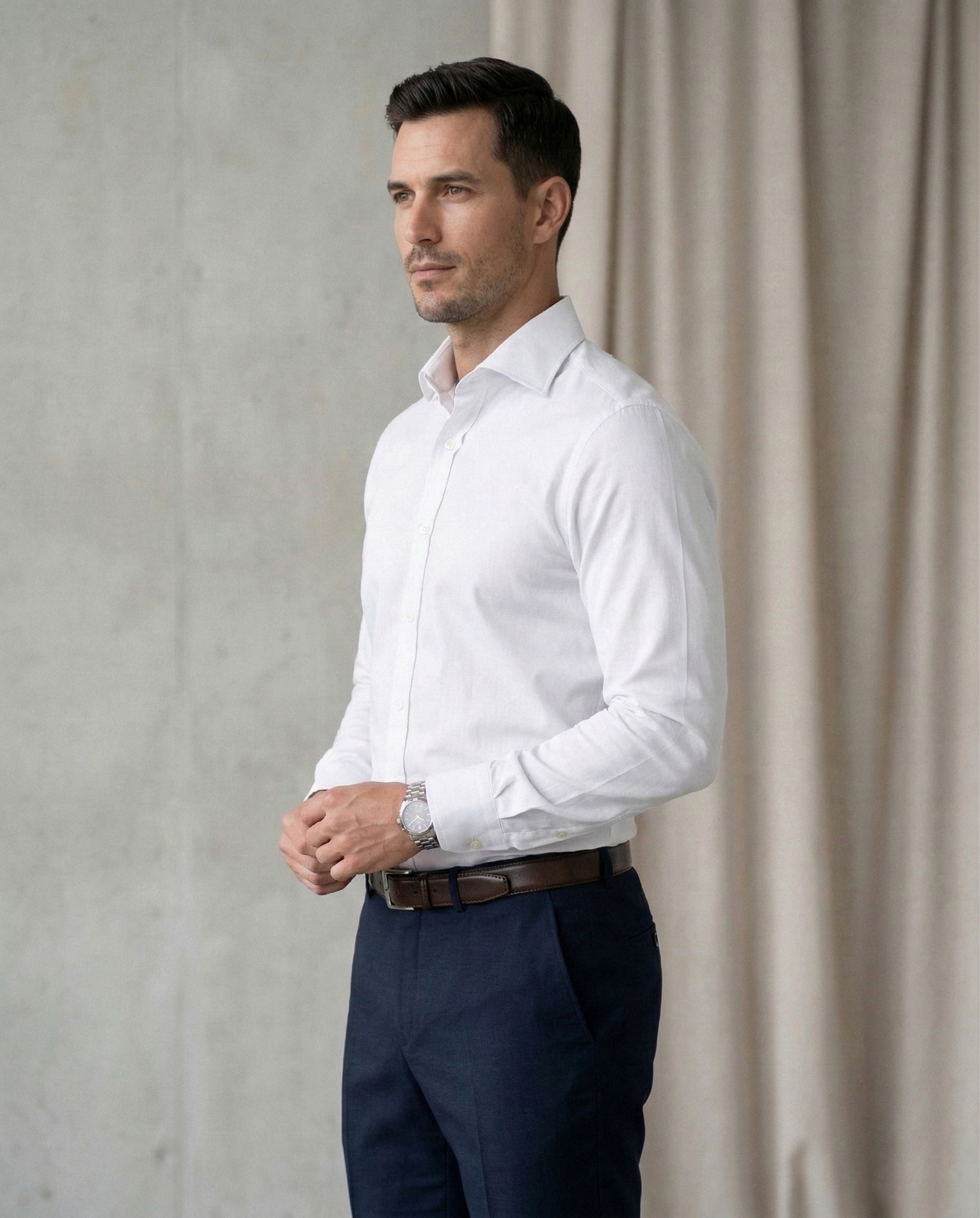 Men's Premium White Formal Shirt | Classic Slim Fit Office Wear Shirt | Cotton Blend Full Sleeve Business Shirt for Men