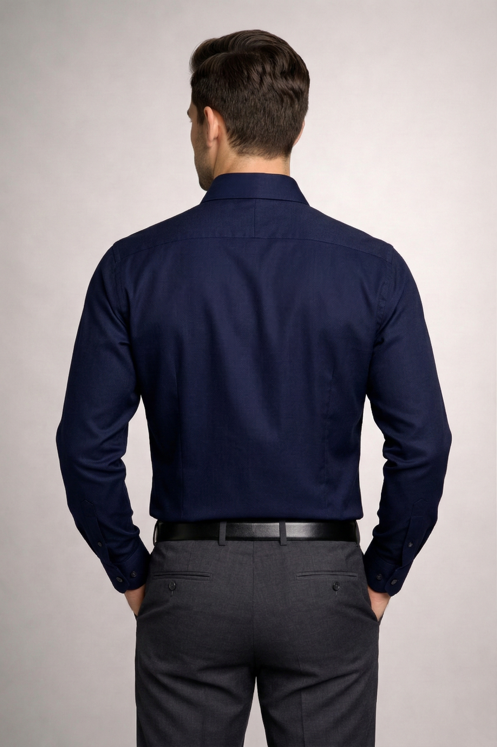 Men’s Navy Blue Formal Shirt | Premium Slim Fit Office Wear Shirt | Full Sleeve Cotton Blend Business Shirt for Men
