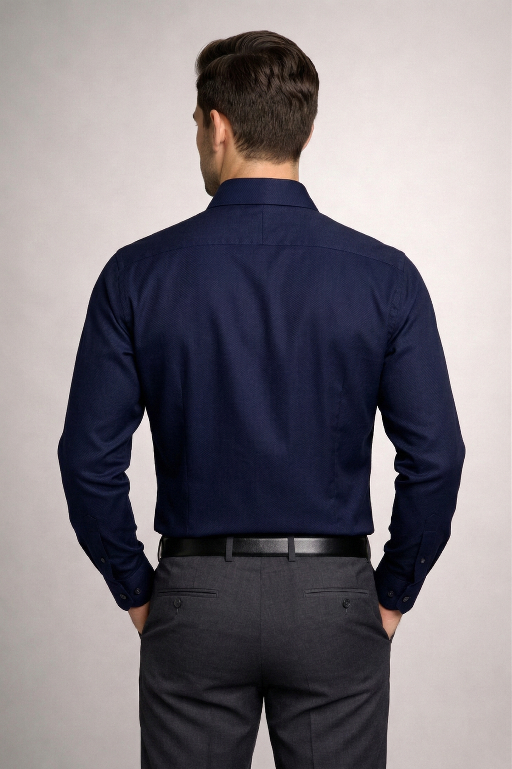 Men’s Navy Blue Formal Shirt | Premium Slim Fit Office Wear Shirt | Full Sleeve Cotton Blend Business Shirt for Men