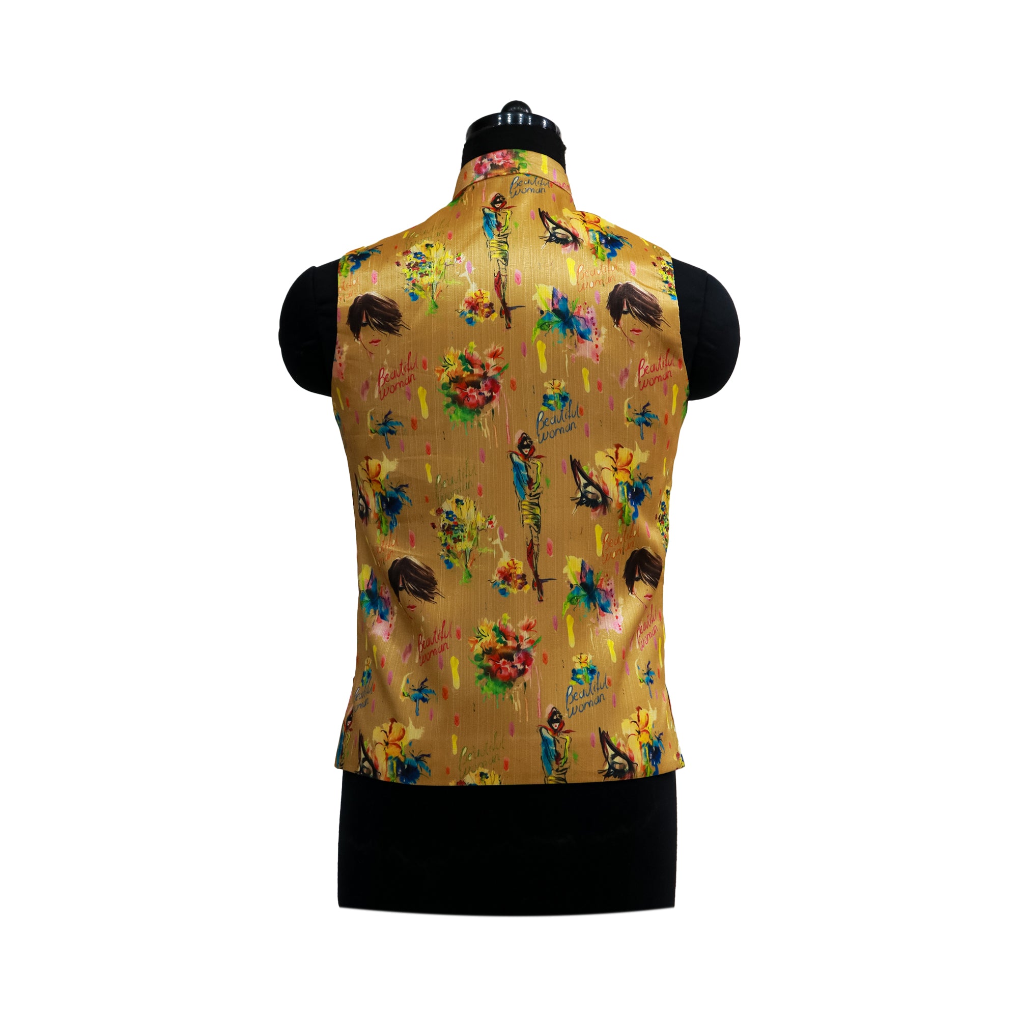 Men’s Mustard Printed Nehru Jacket with Ivory Kurta  Pajama – Contemporary Festive Wear