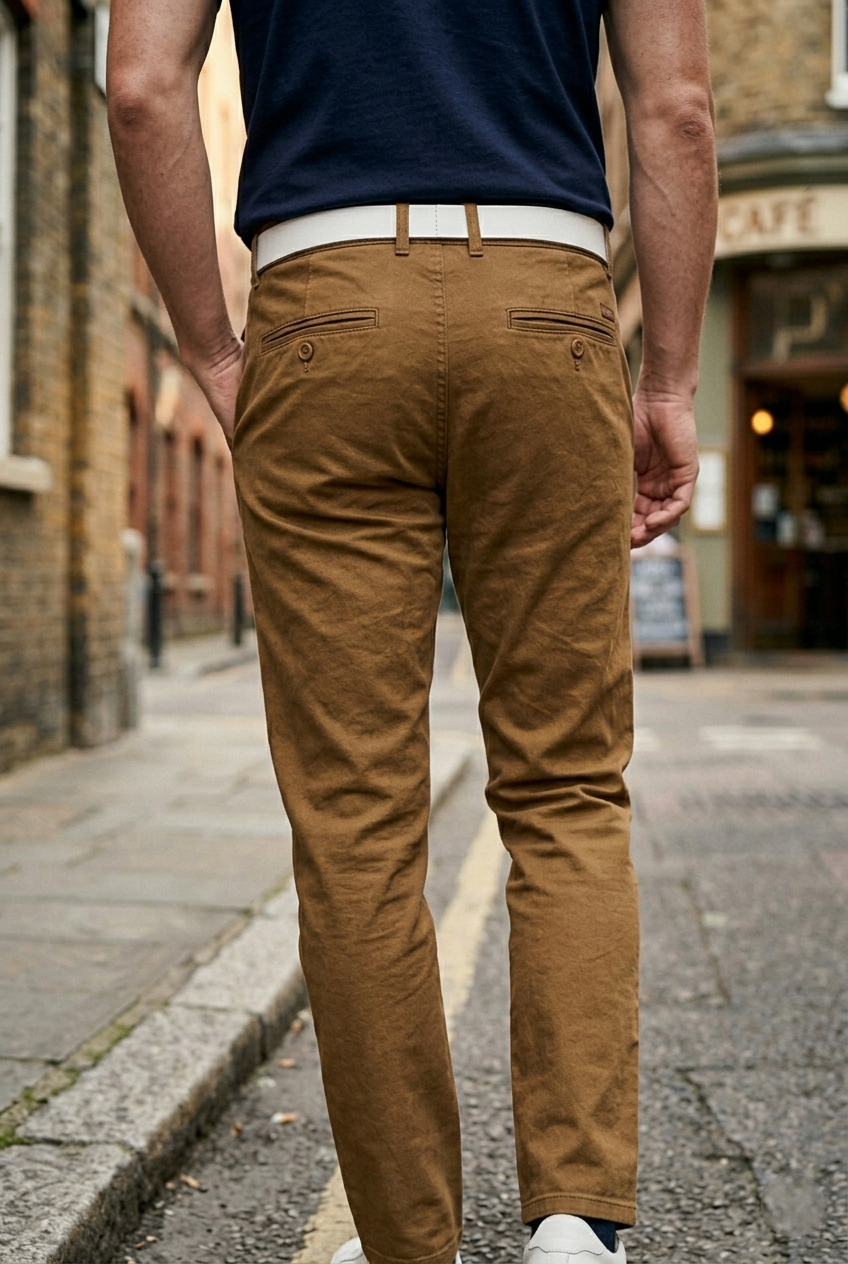 Slim-Fit Tobacco Cotton Chinos - Premium Men's Trousers