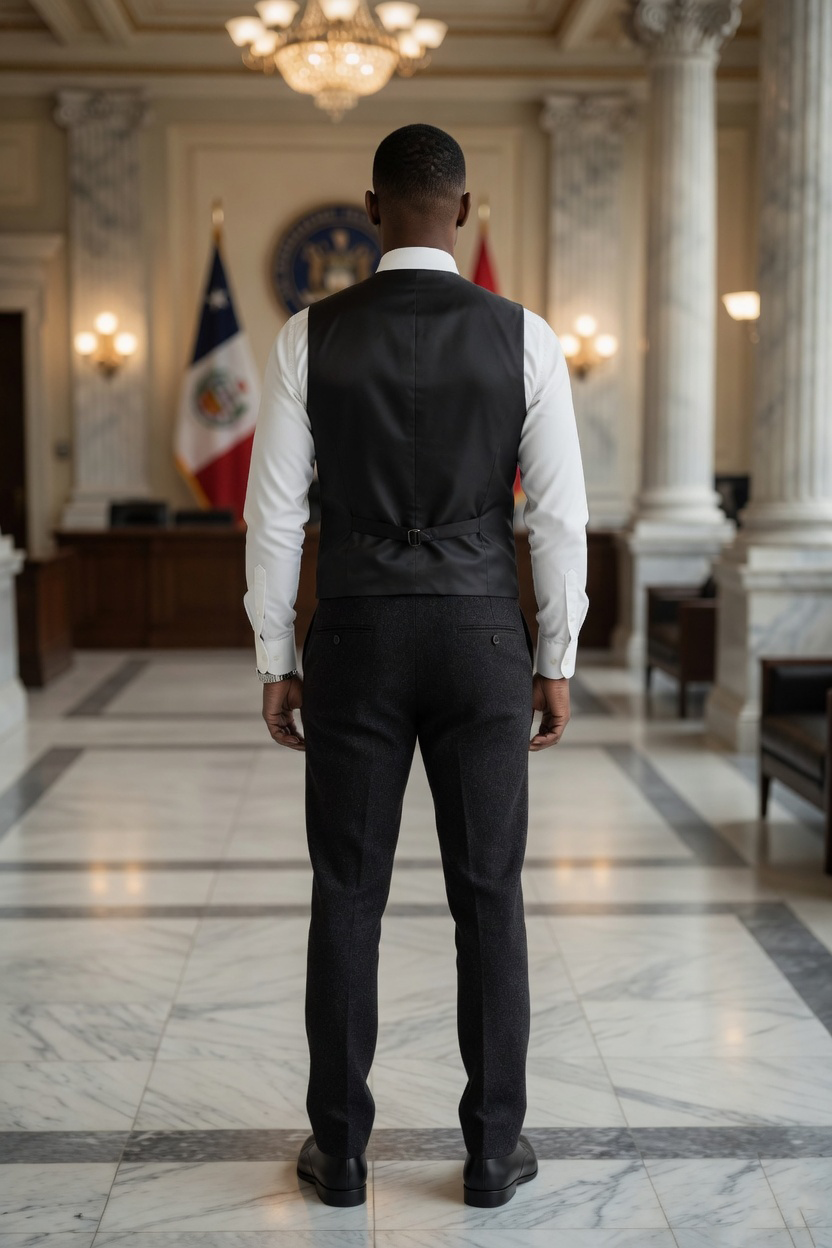 Men's Slim Fit Tweed Waistcoat Vintage Lapel Dress Suit Vest Charcoal Black