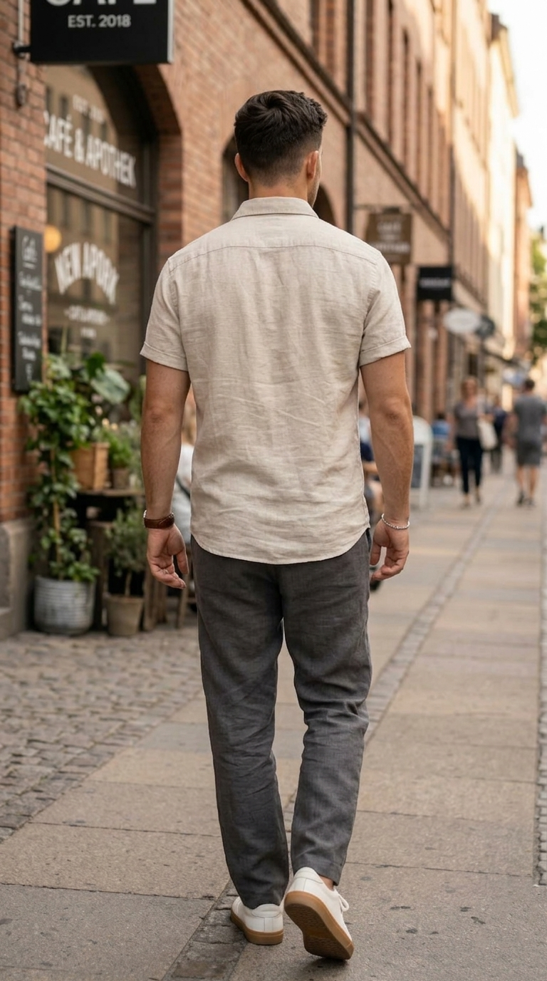 Men’s Light Beige Casual Short Sleeve Shirt – Premium Cotton Summer Shirt for Men | Stylish Relaxed Fit Button down Shirt