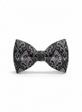 Sophisticated Black and Silver Baroque Motif Men's Bow Tie