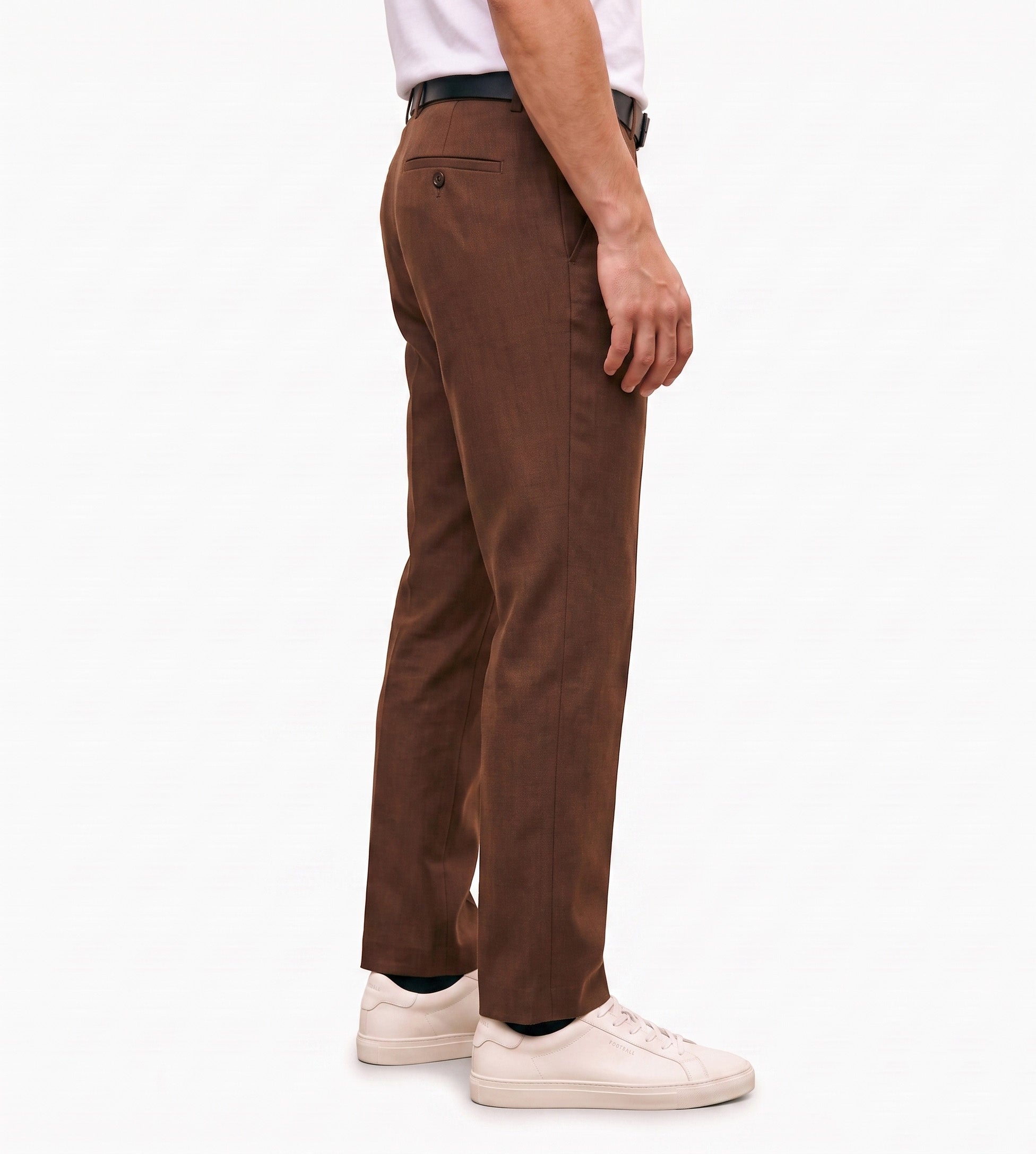 Men's Slim Fit Dress Pants Comfortable Stretch Formal Trousers Chocolate Brown
