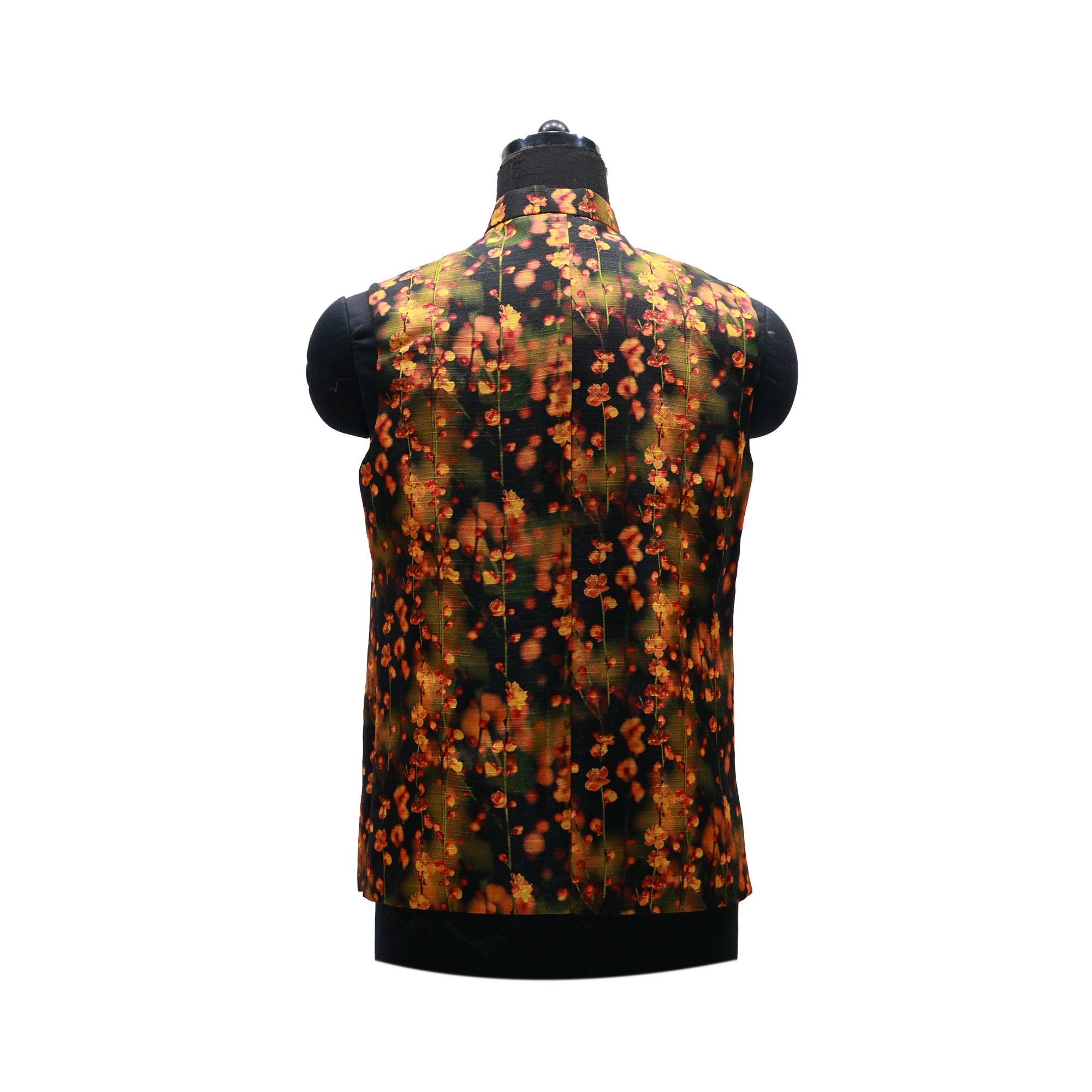 Men’s Dark Floral Nehru Jacket with Ivory Kurta Pajama –  Contemporary Festive Wear