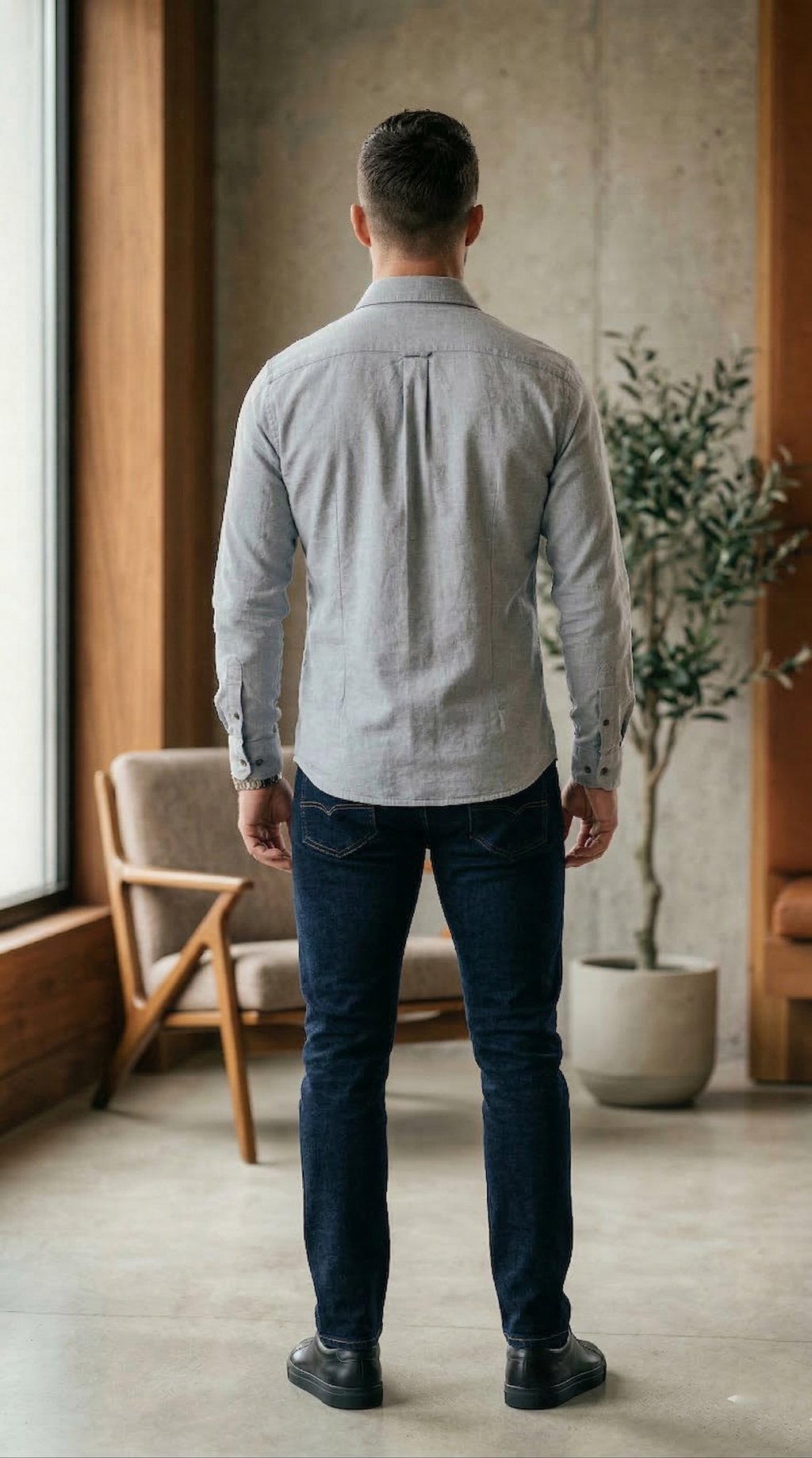 Men’s Slim-Fit Casual Shirt in Light Steel Blue