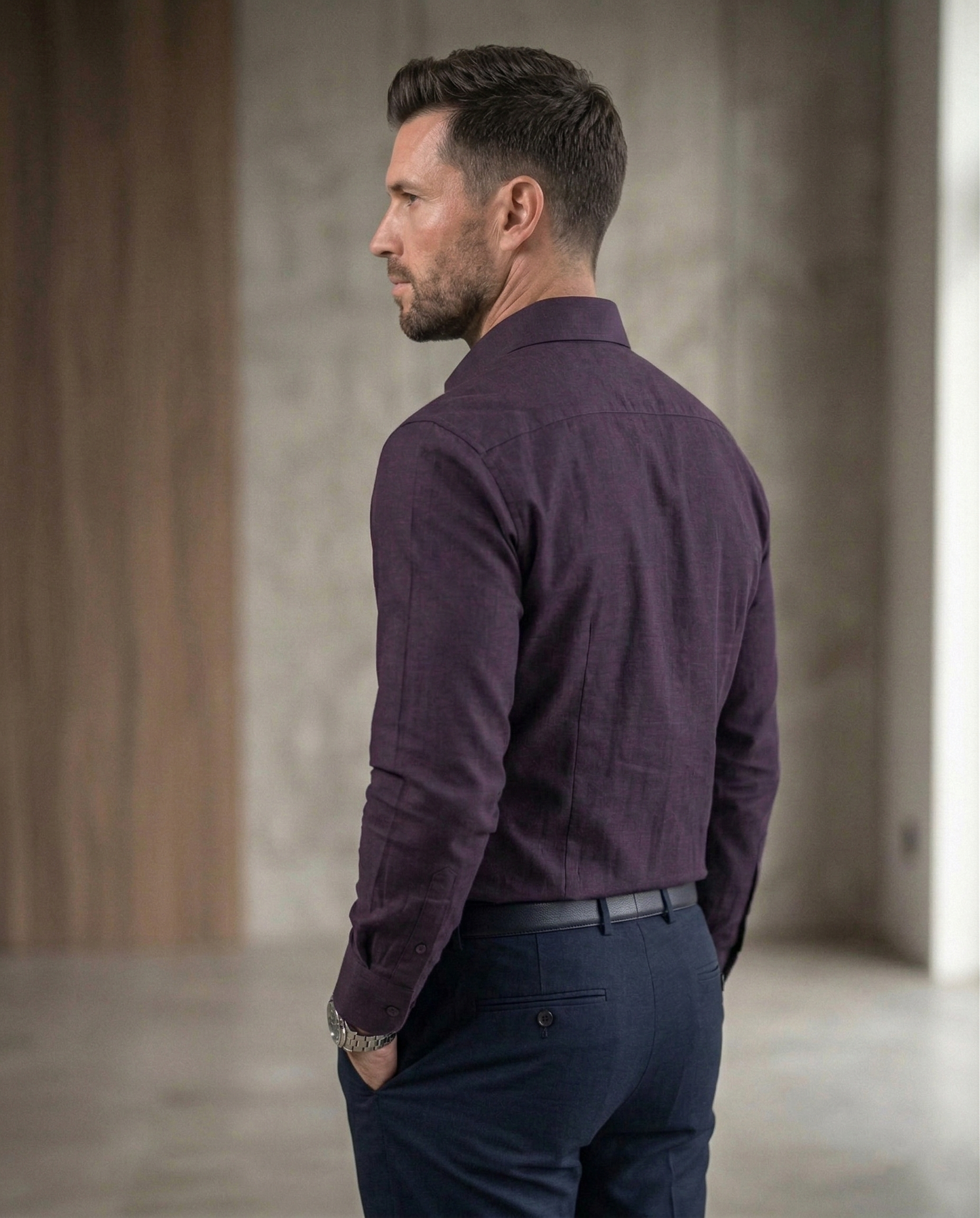 Men's Dark Purple Formal Shirt | Premium Cotton Blend | Slim Fit Office & Party Wear | Long Sleeve Button Down Shirt for Men