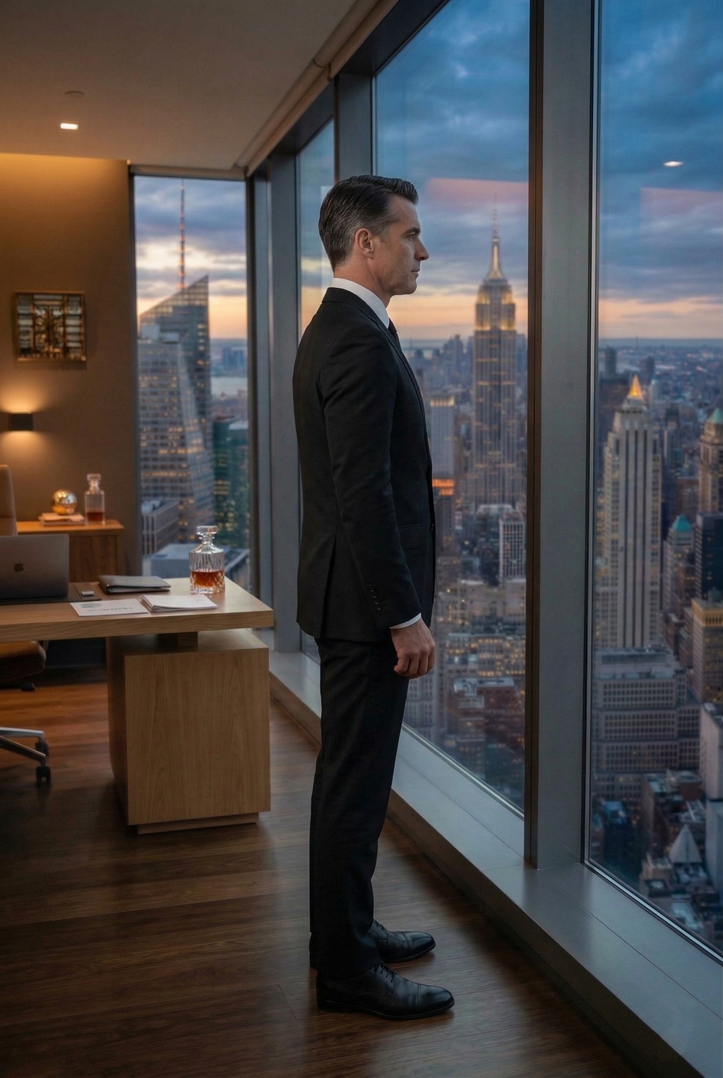 Executive Modern-Fit Business Suit – Midnight Black