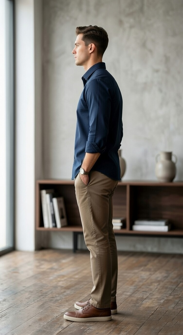 Men’s Casual Button-Down Oxford in Midnight Navy