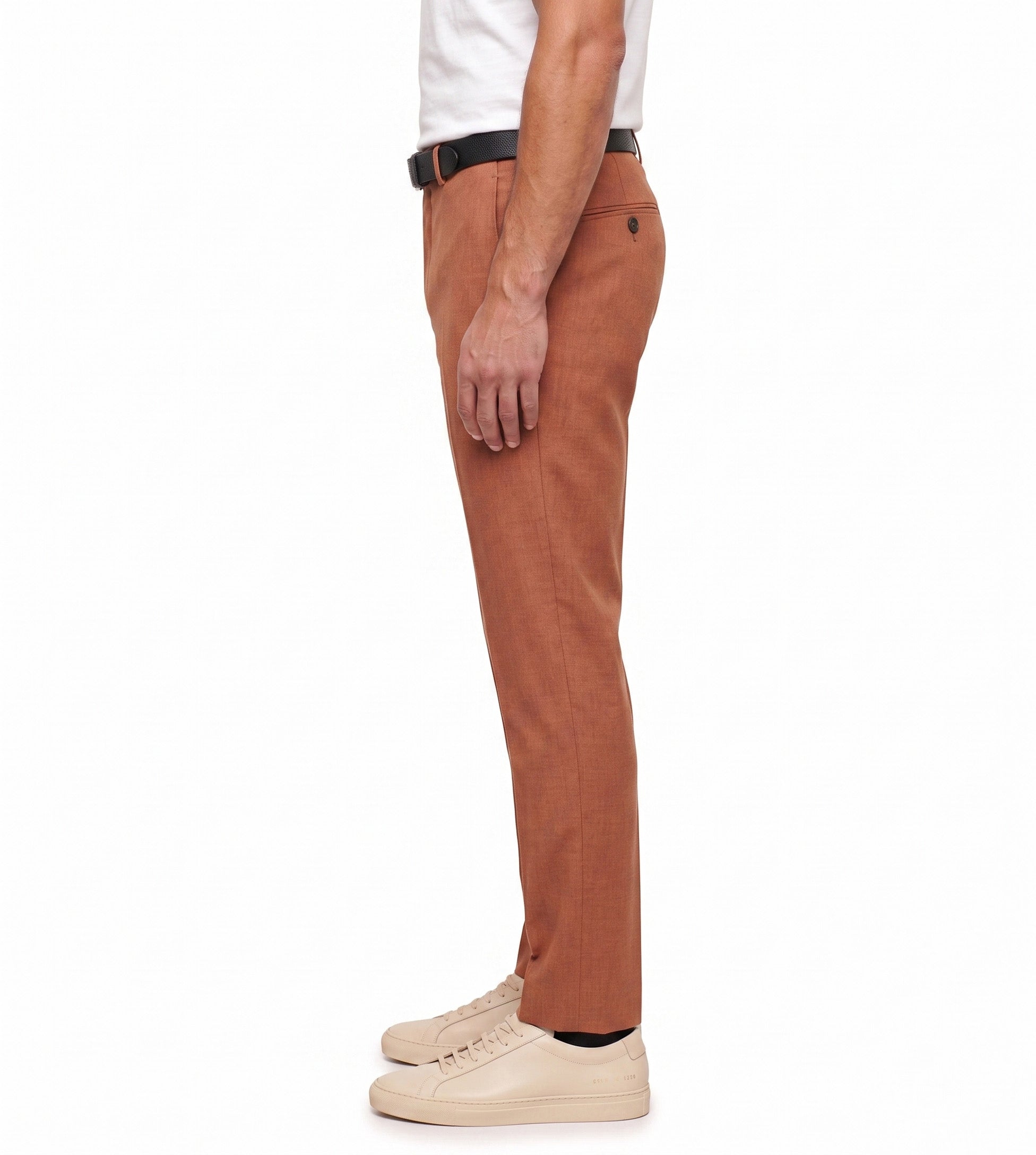 Men's Slim Fit Dress Pants Comfortable Stretch Formal Trousers Terracotta Orange