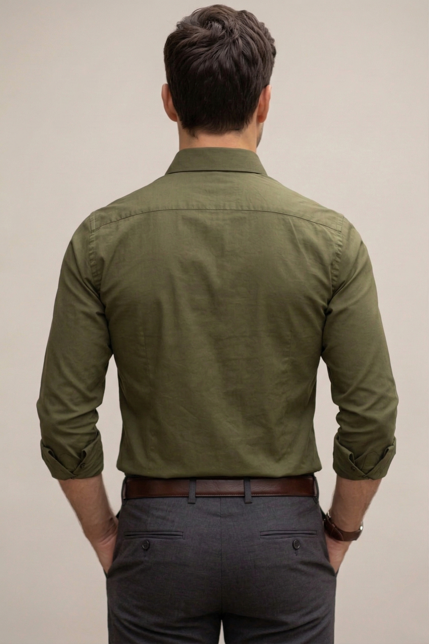 Men’s Olive Green Formal Shirt | Premium Slim Fit Full Sleeve Office Wear Shirt | Cotton Blend Business & Casual Shirt for Men