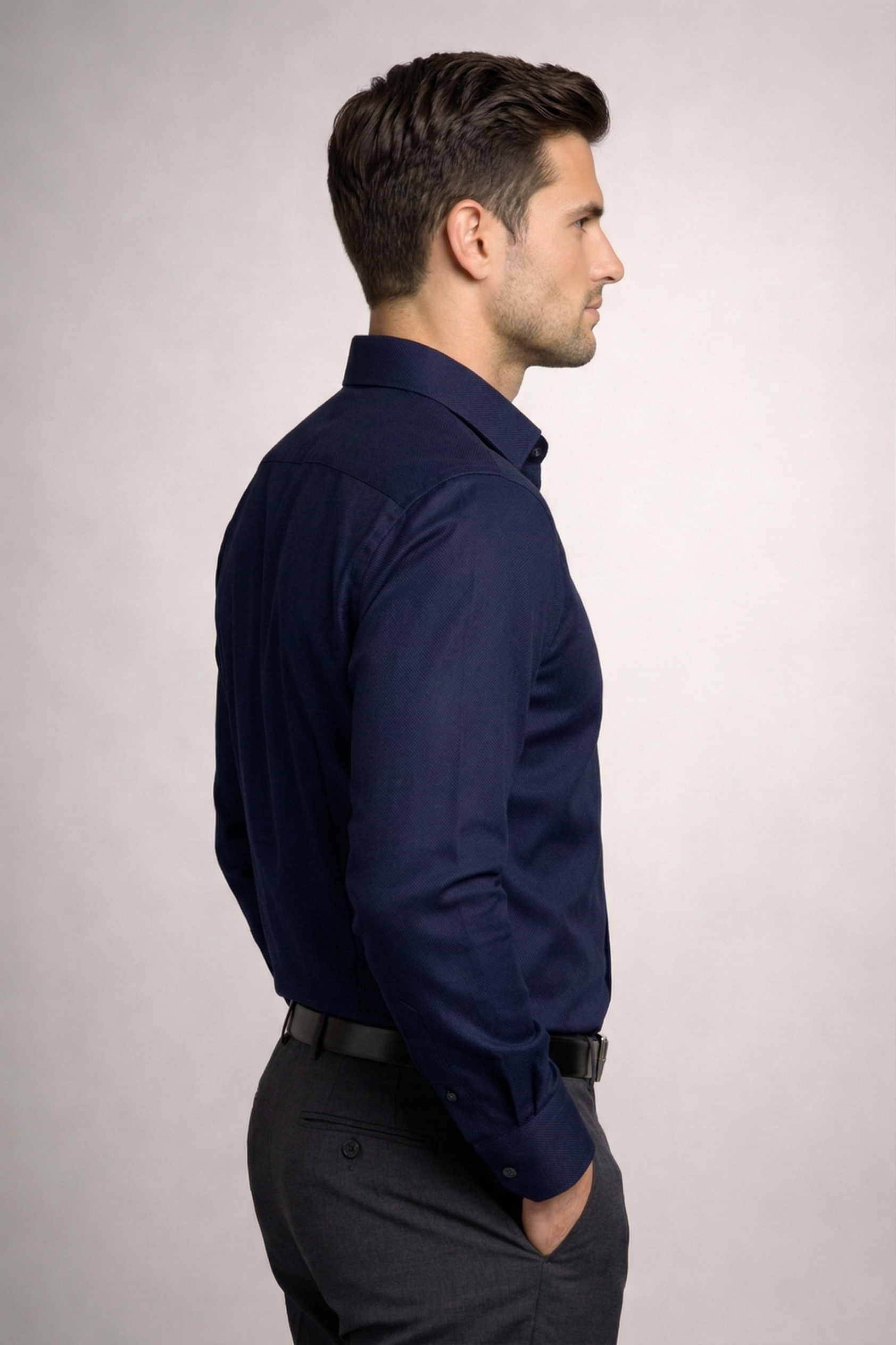 Men’s Navy Blue Formal Shirt | Premium Slim Fit Office Wear Shirt | Full Sleeve Cotton Blend Business Shirt for Men