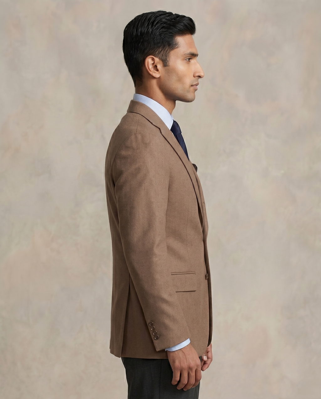 Premium Men's Slim Fit Camel Brown Blazer Smooth Single Breasted Suit Jacket