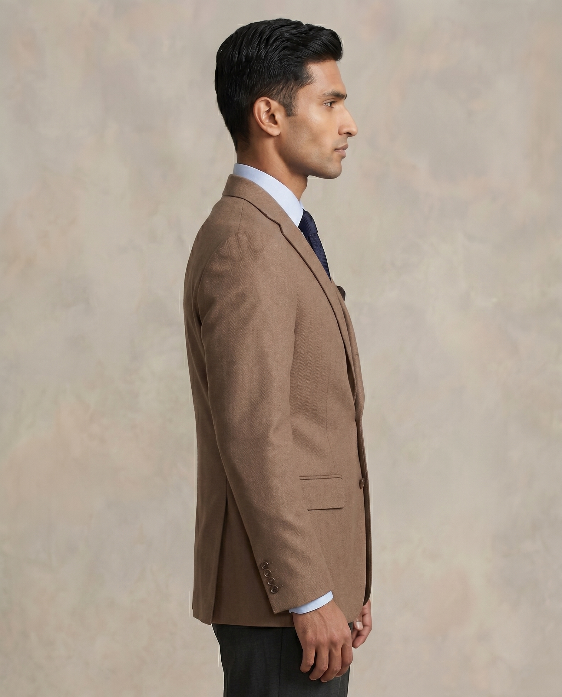 Premium Men's Slim Fit Camel Brown Blazer Smooth Single Breasted Suit Jacket