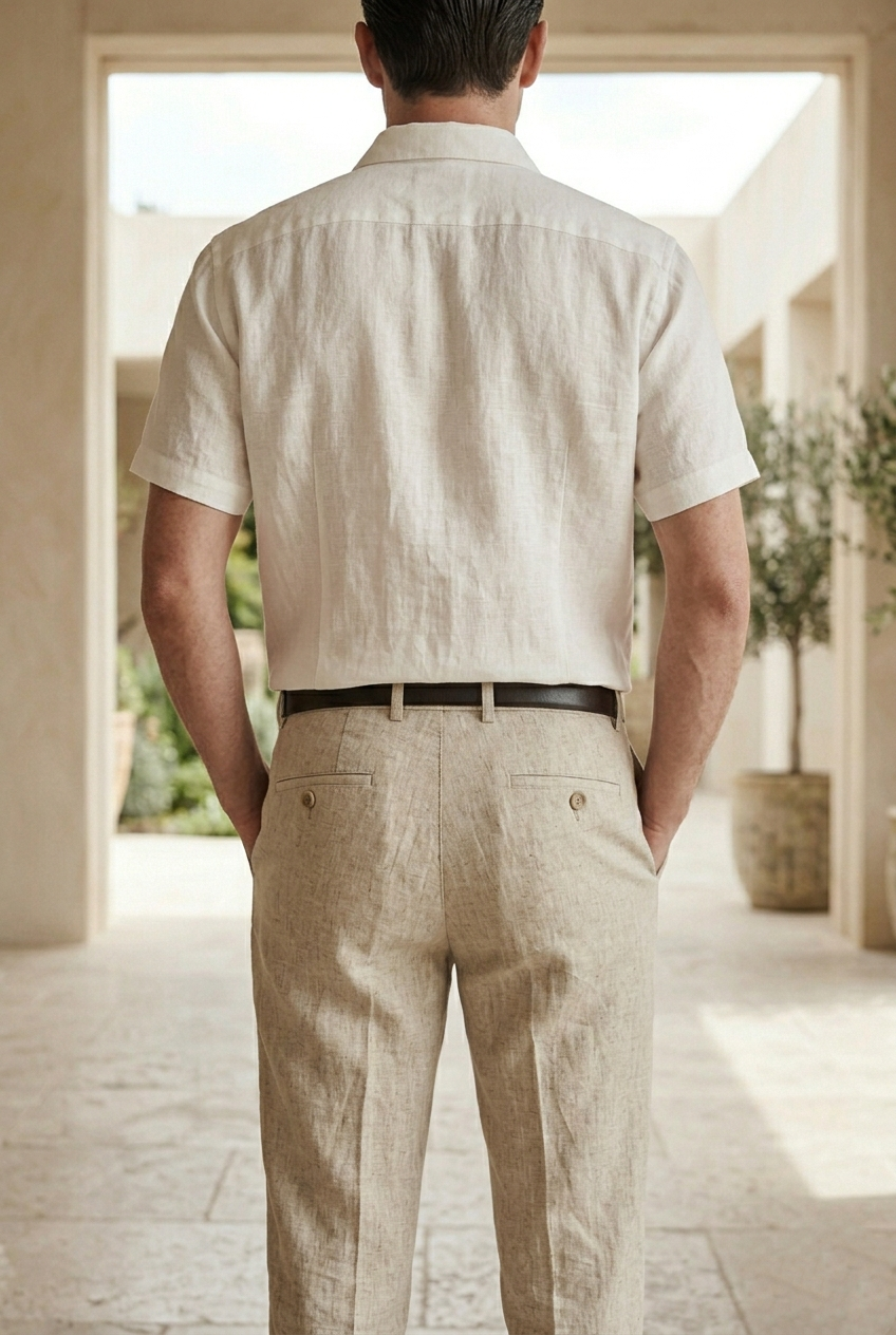 Men's Slim-Fit Tailored Linen Trousers