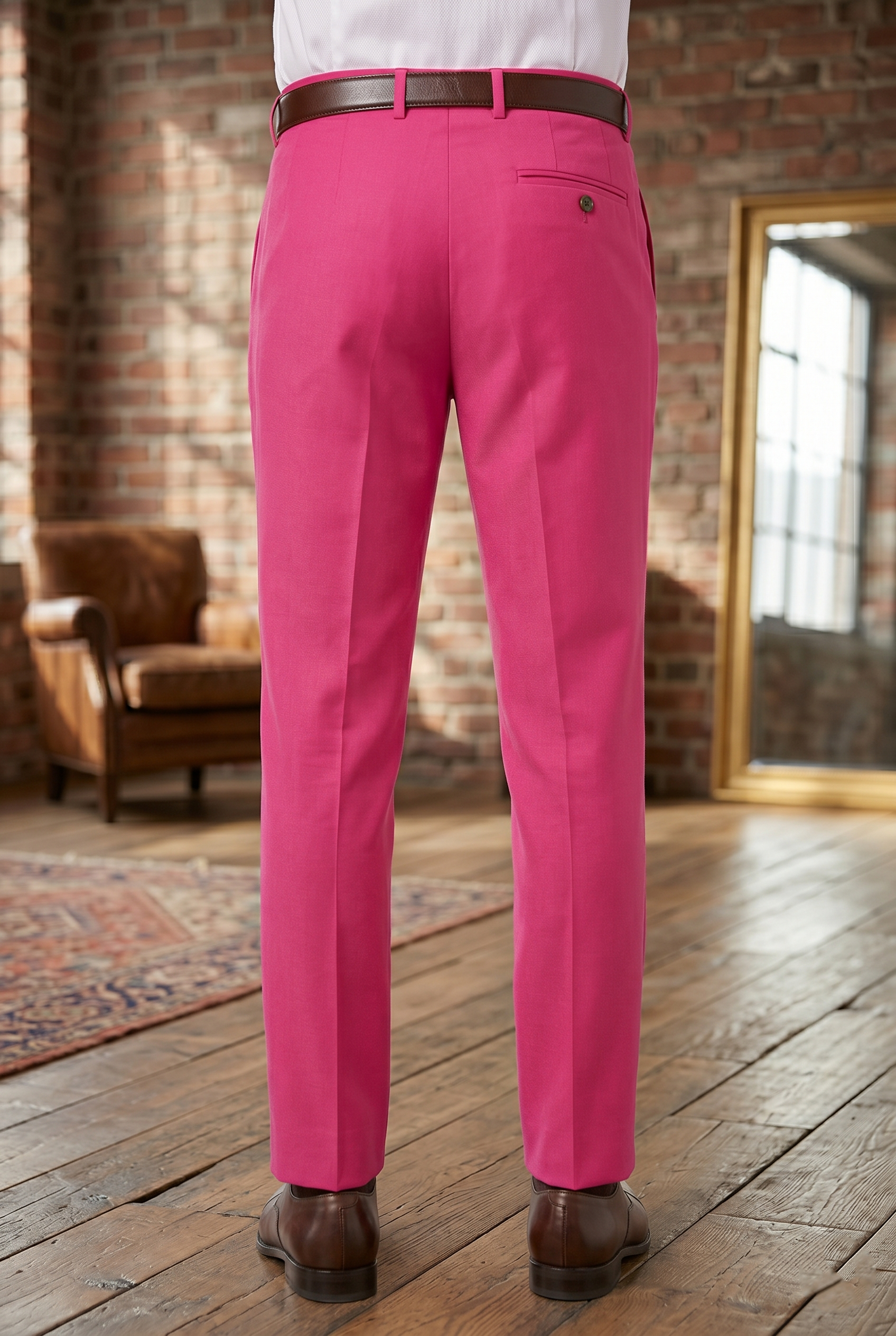 Men's Premium Hot Pink Tailored Fit Formal Trousers