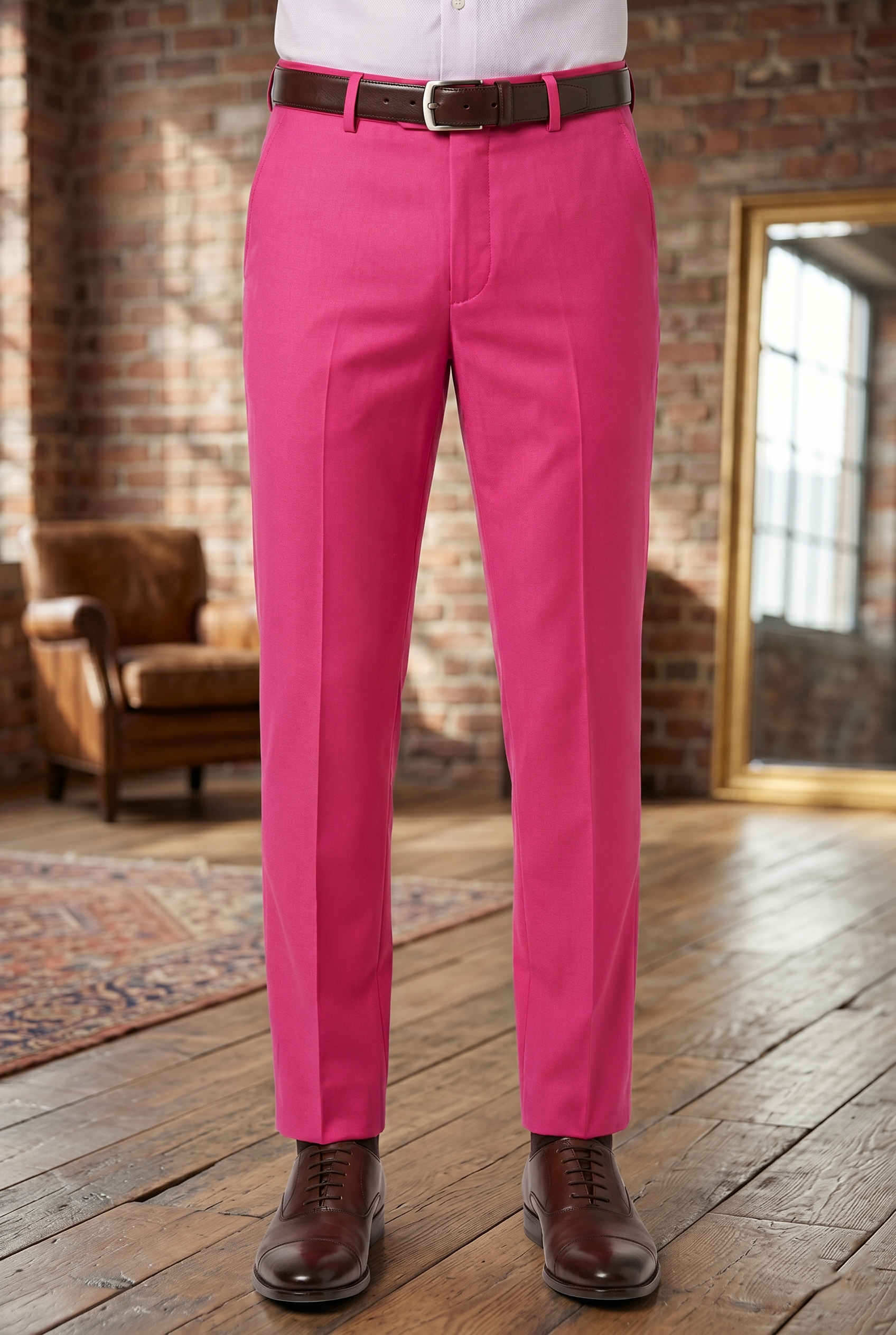 Men's Premium Hot Pink Tailored Fit Formal Trousers