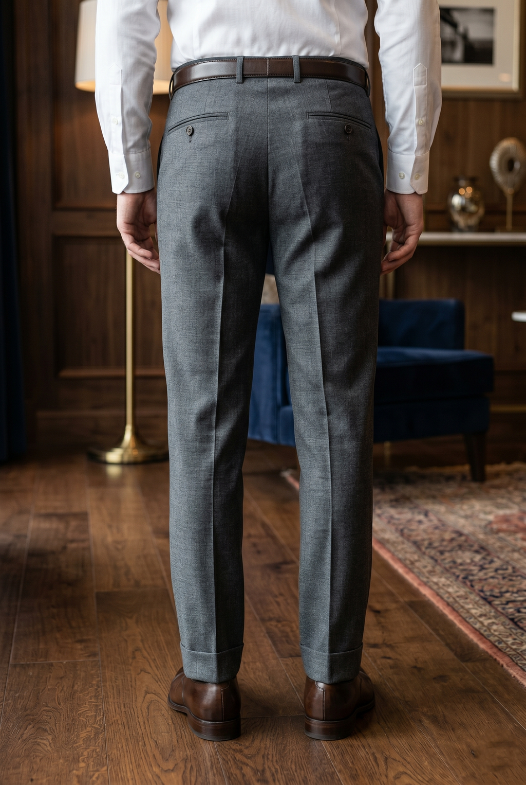 Men's Premium Grey Tailored Fit Formal Trousers