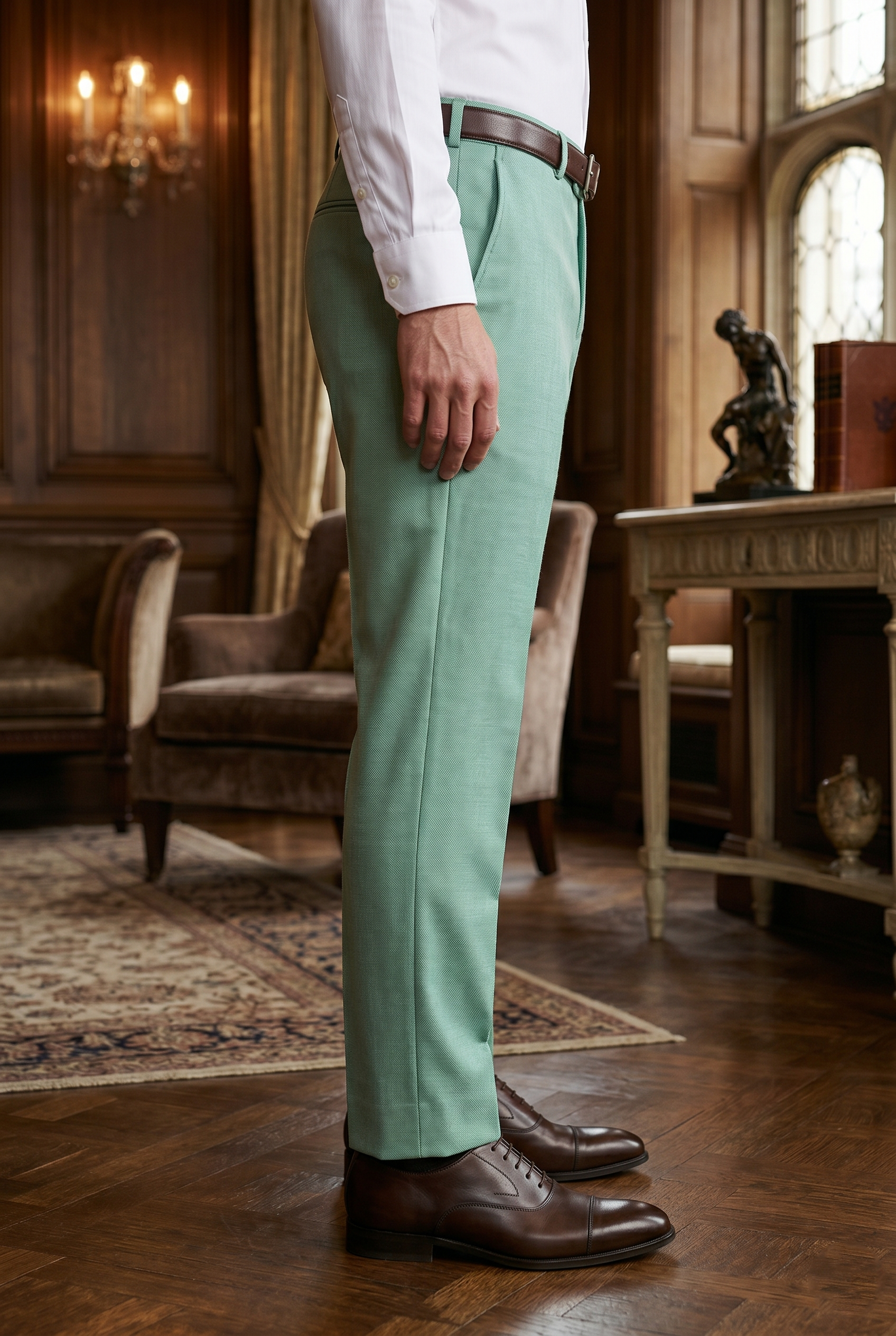 Men's Premium Minty Green Tailored Fit Formal Trousers